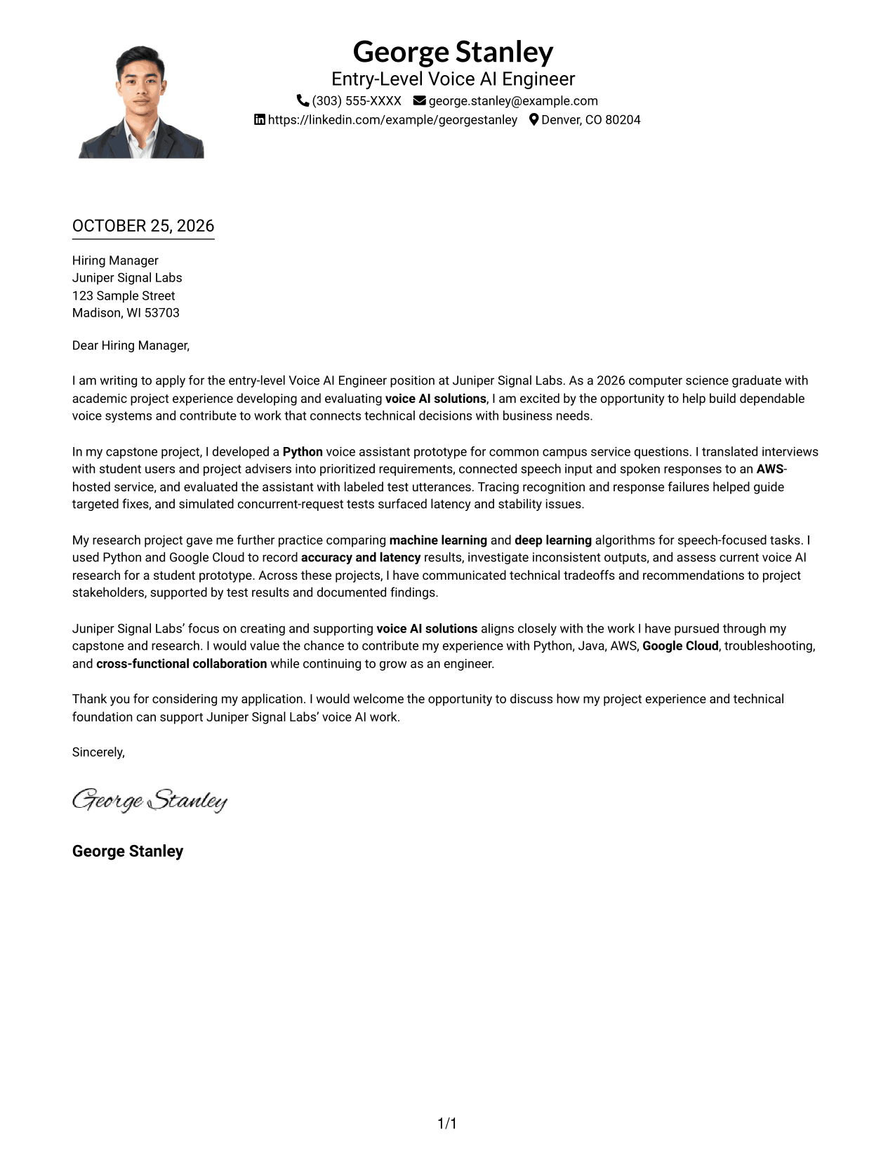 Cover letter example — page 1
