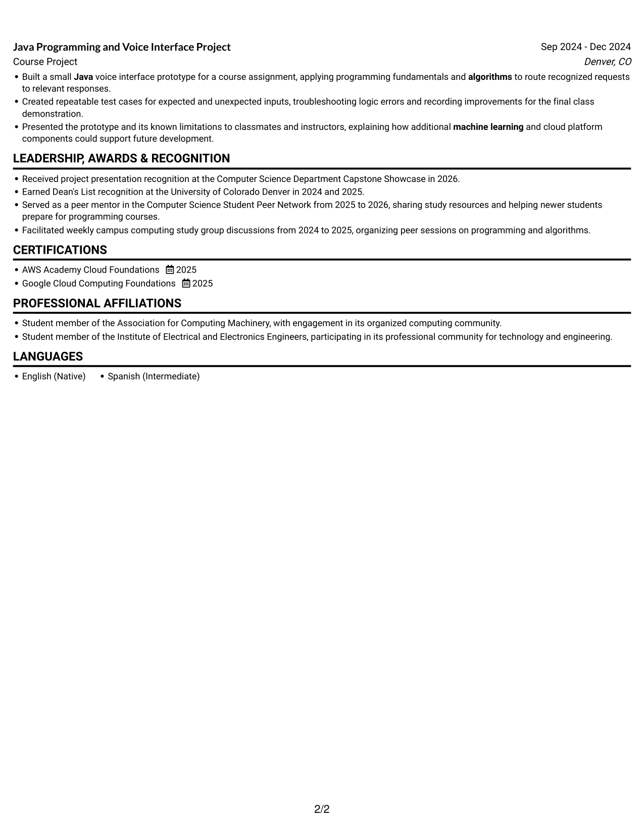 Resume example — page 2