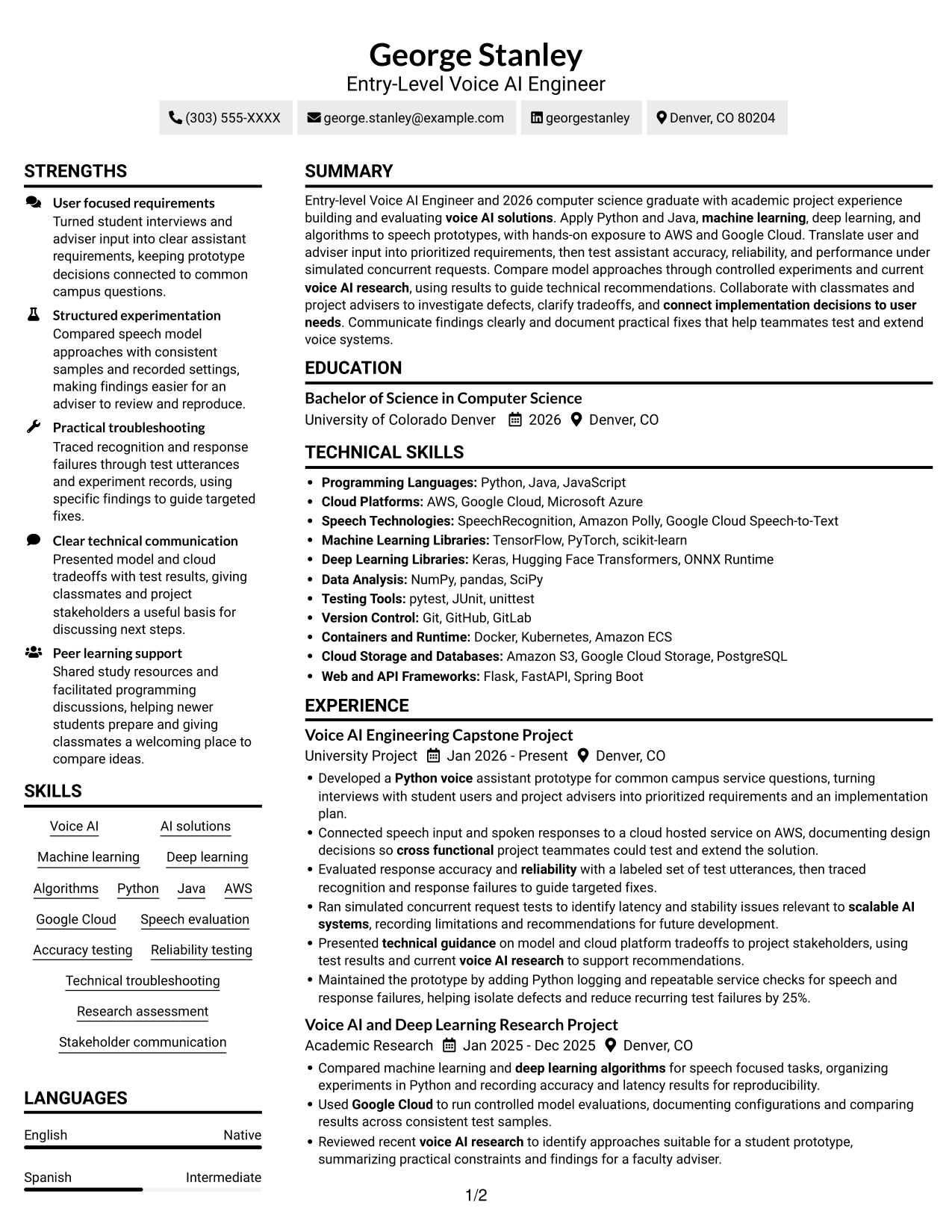 Resume example — page 1
