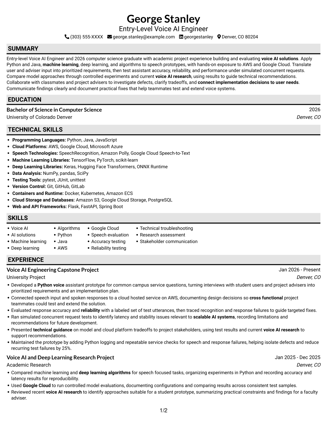 Resume example — page 1