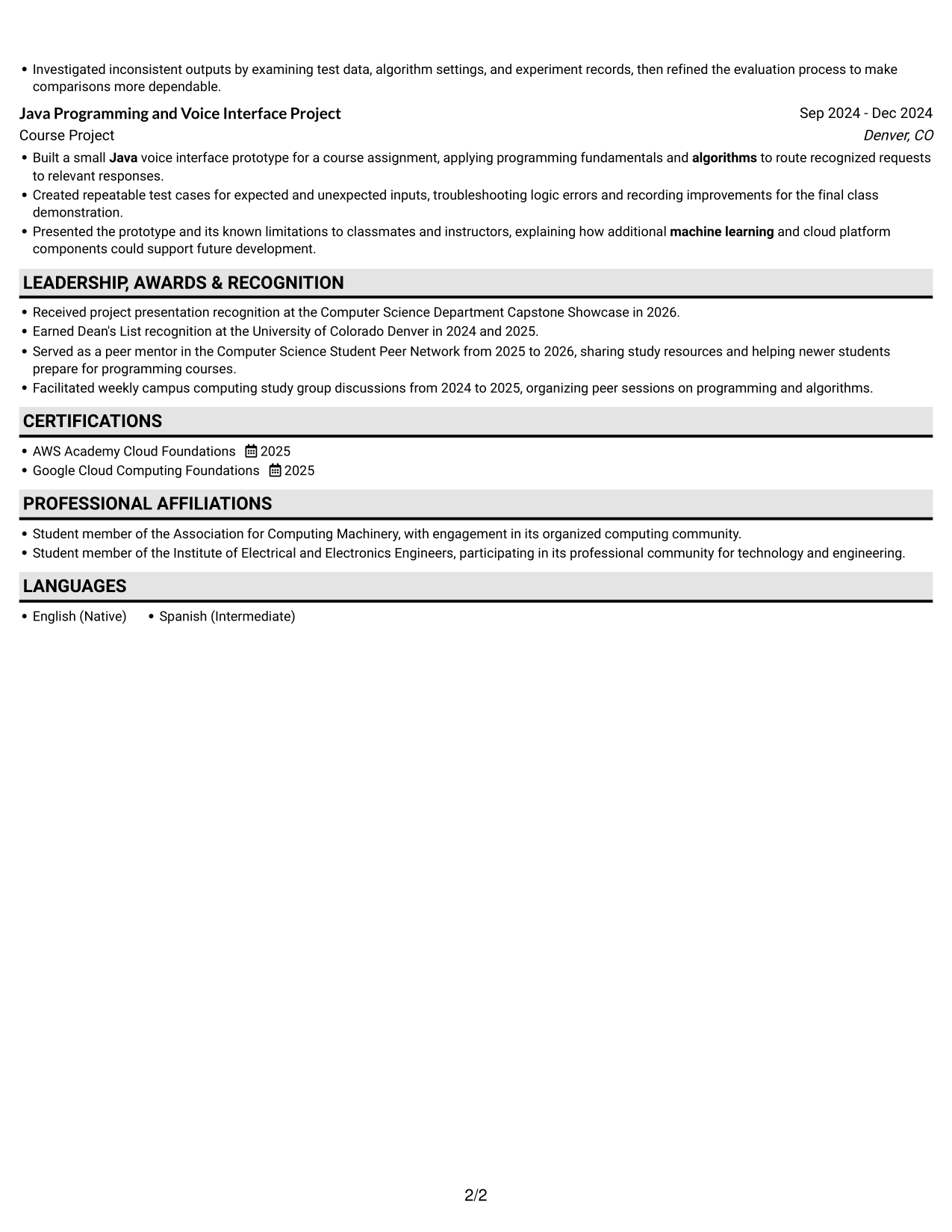 Resume example — page 2