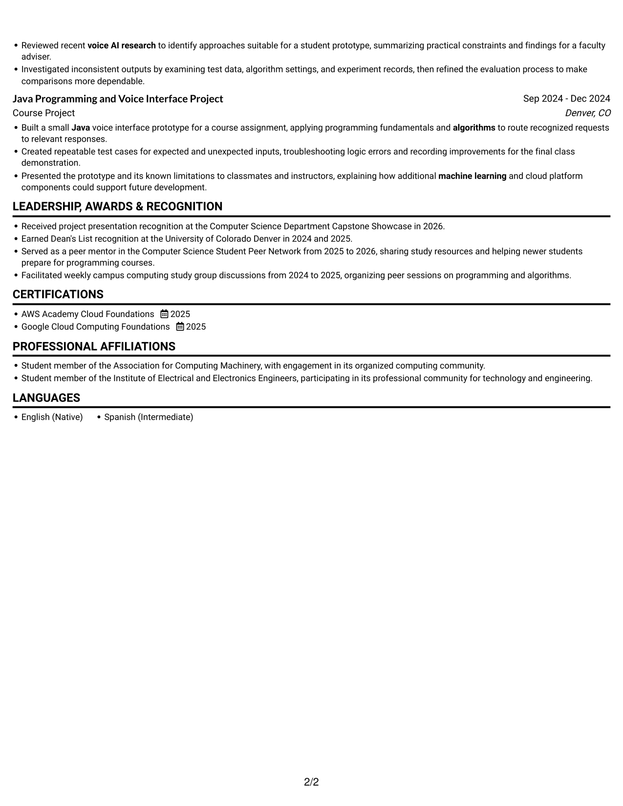 Resume example — page 2