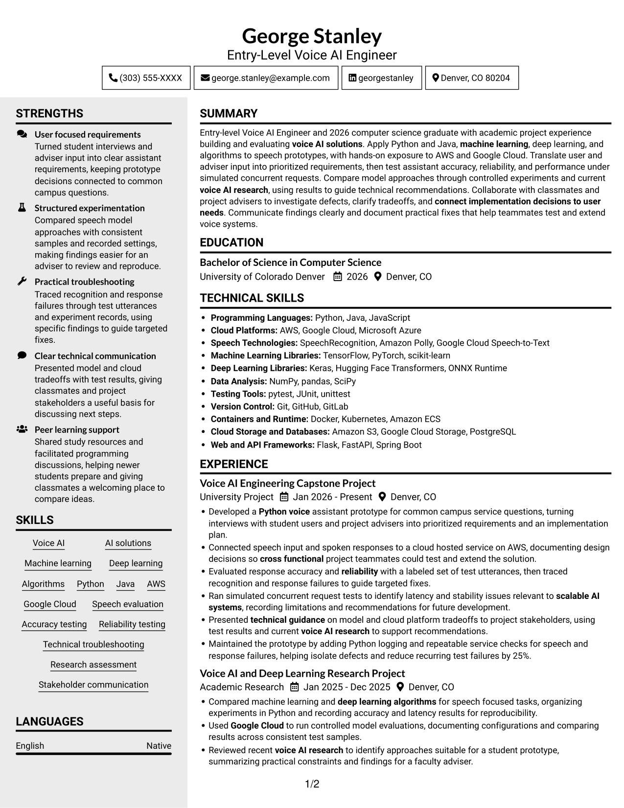 Resume example — page 1