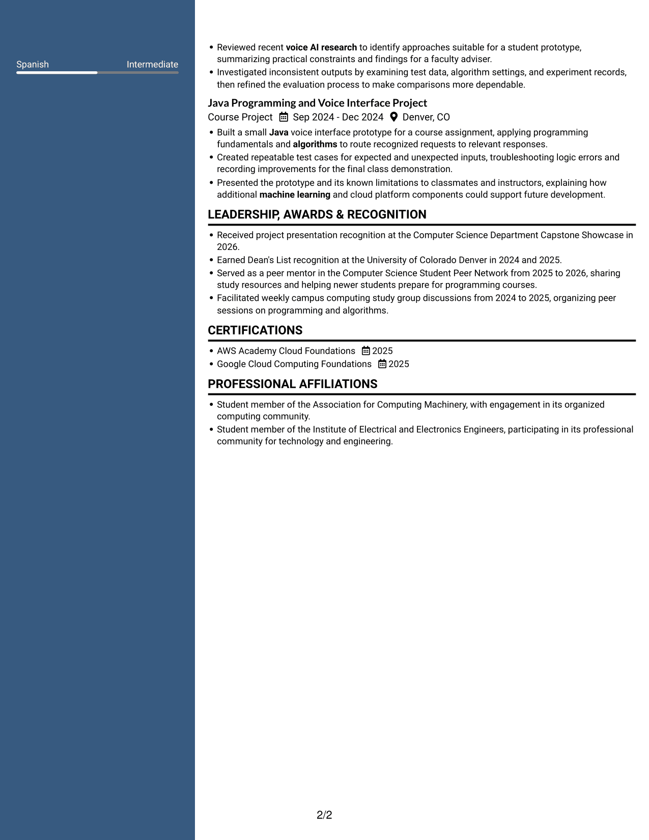 Resume example — page 2