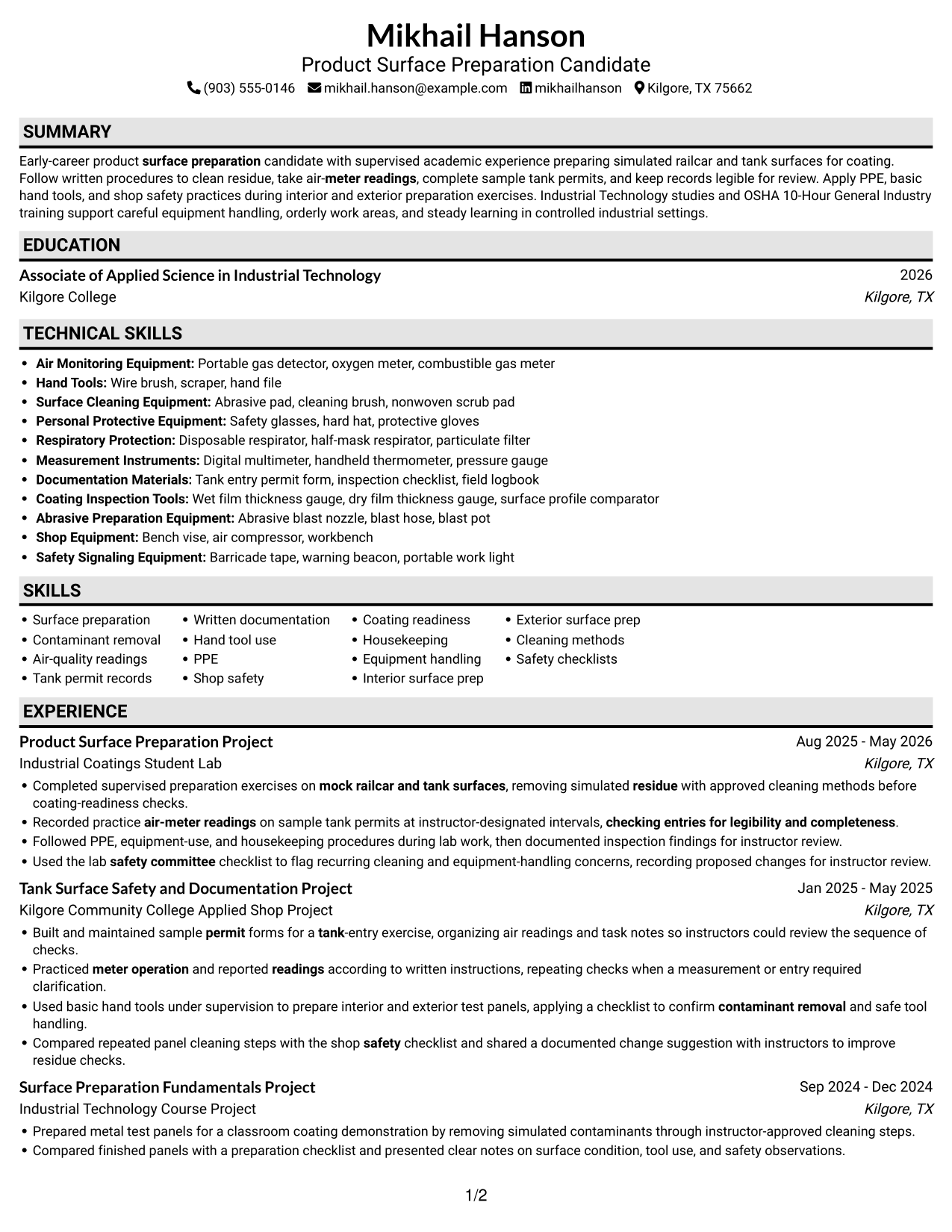 Resume example — page 1