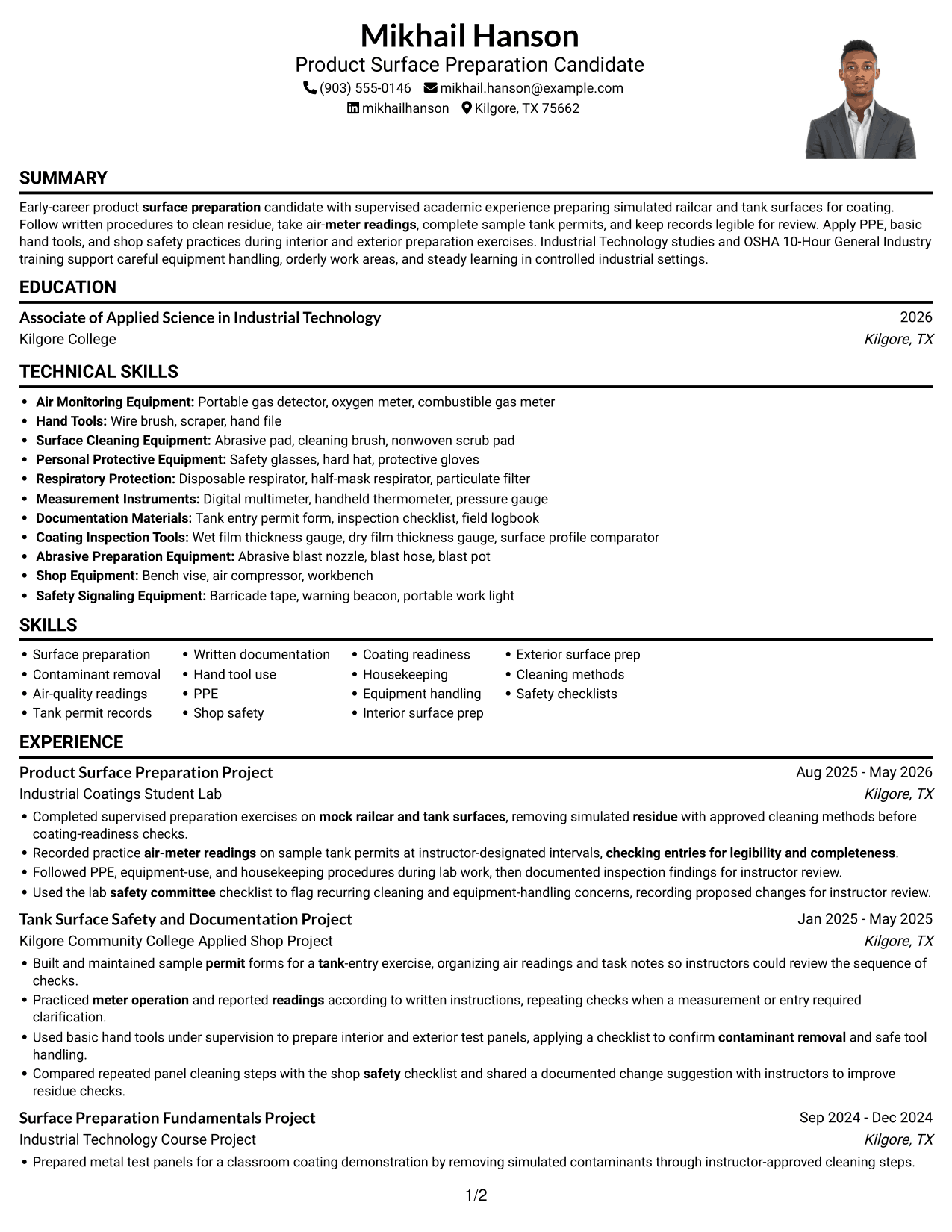 Resume example — page 1