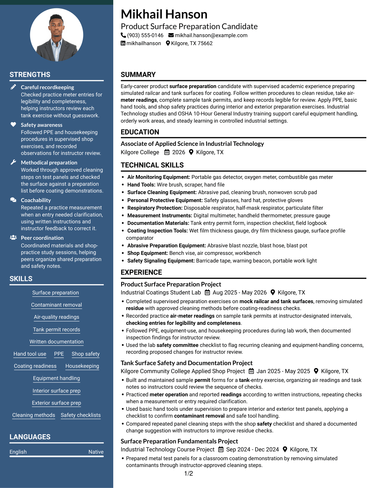 Resume example — page 1