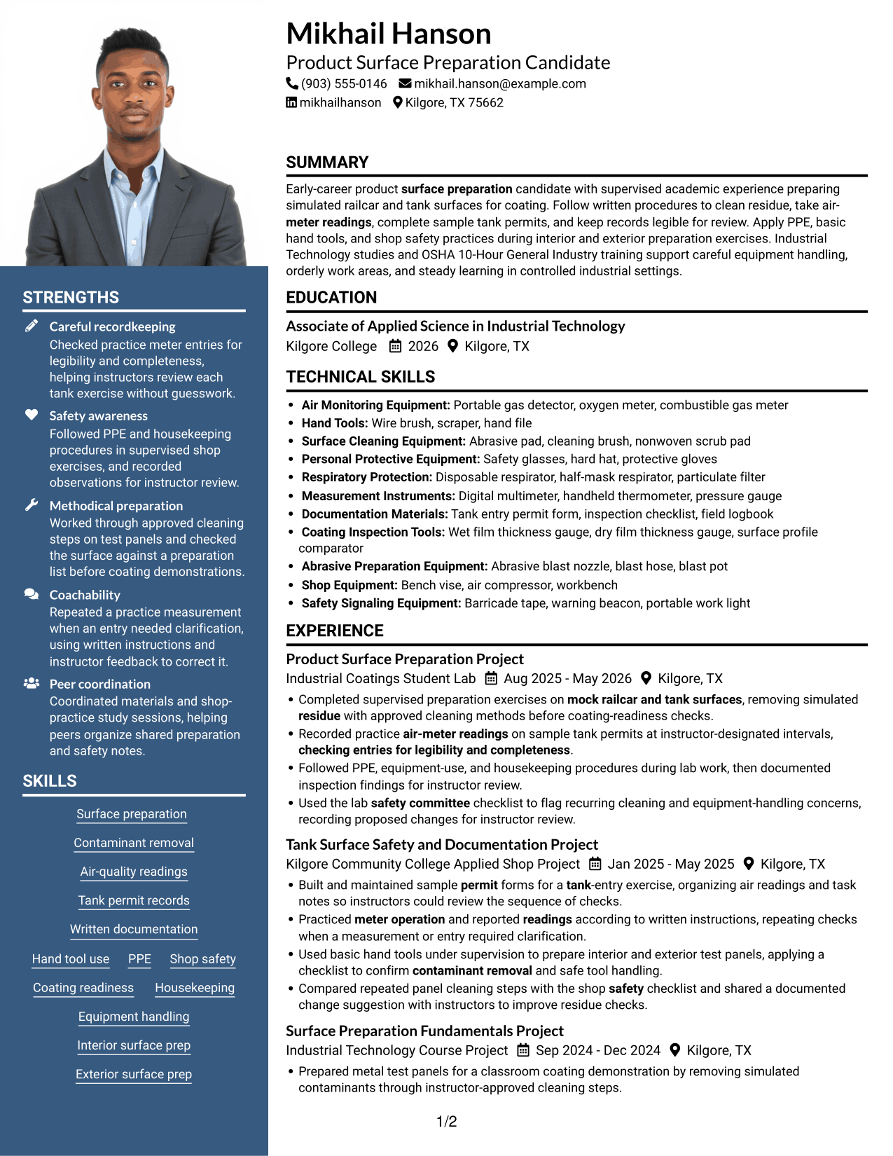 Resume example — page 1