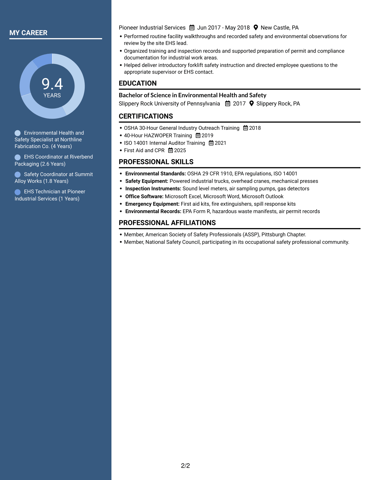 Resume example — page 2