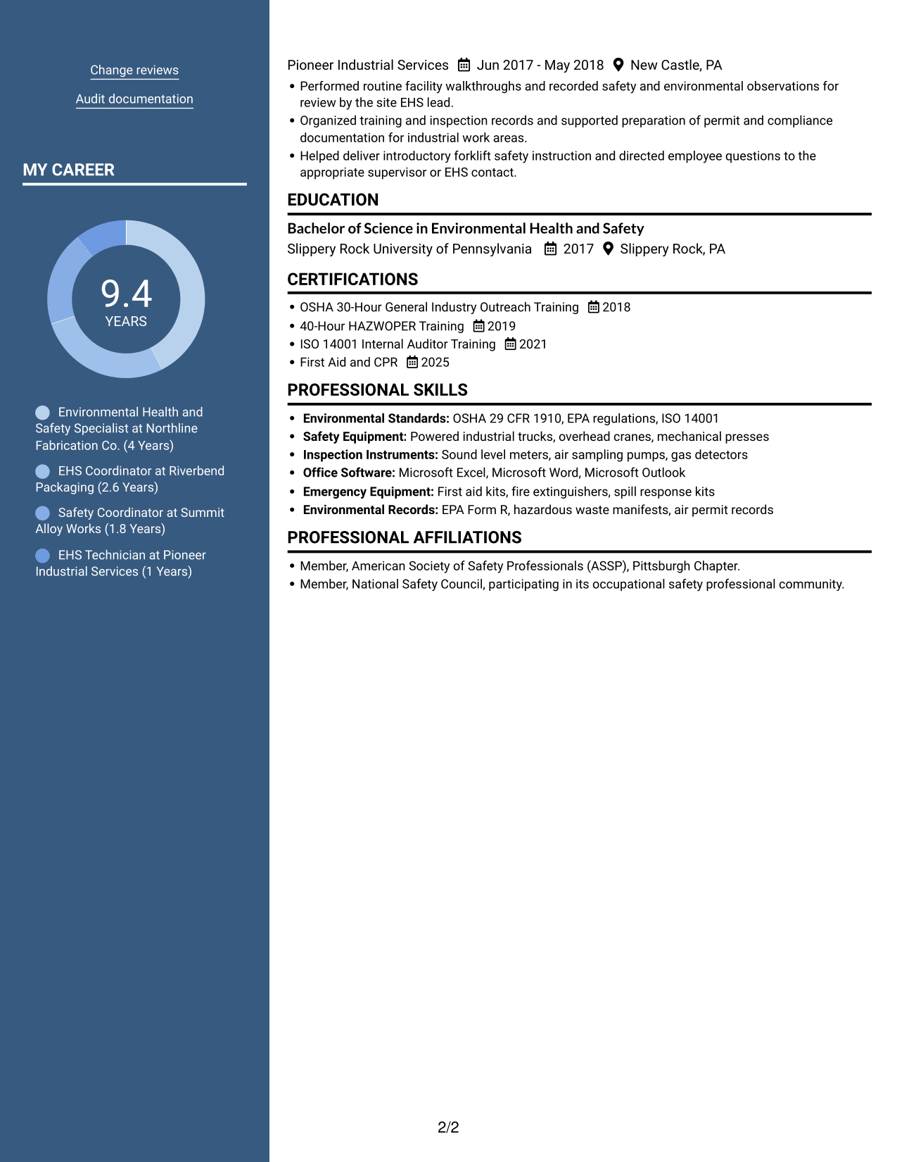 Resume example — page 2
