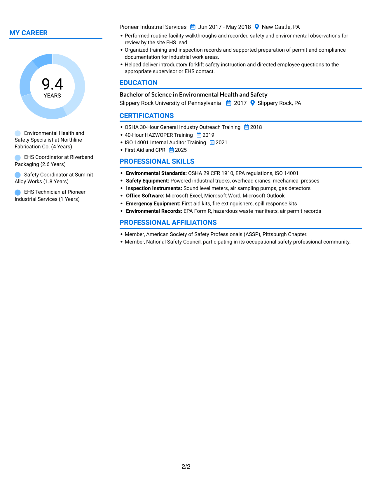 Resume example — page 2