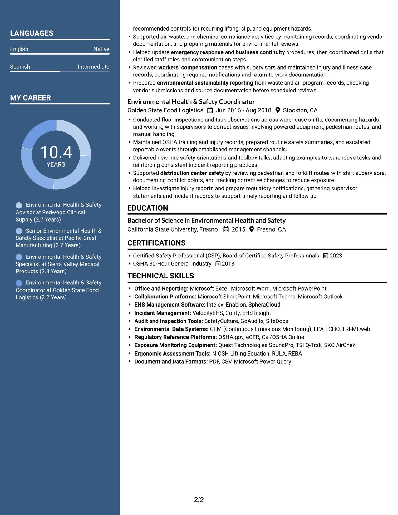Resume example — page 2