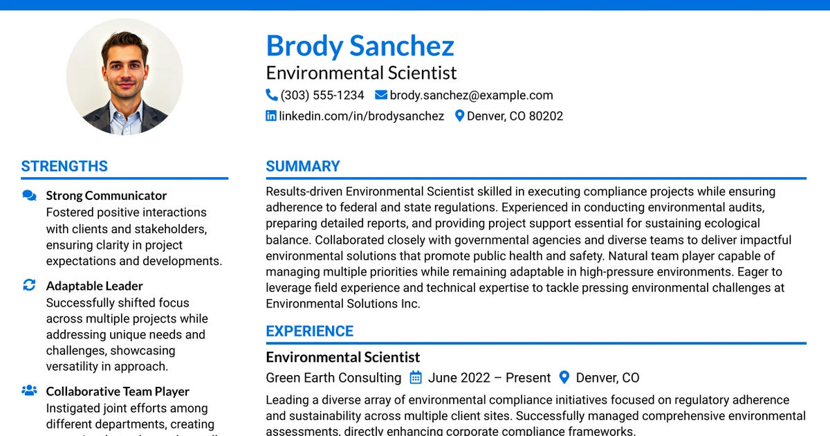 33 Environmental Scientist Resume Templates with Example 2026 (ATS-Optimized)