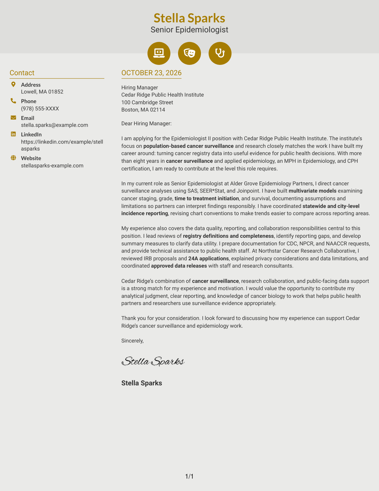 Cover letter example — page 1