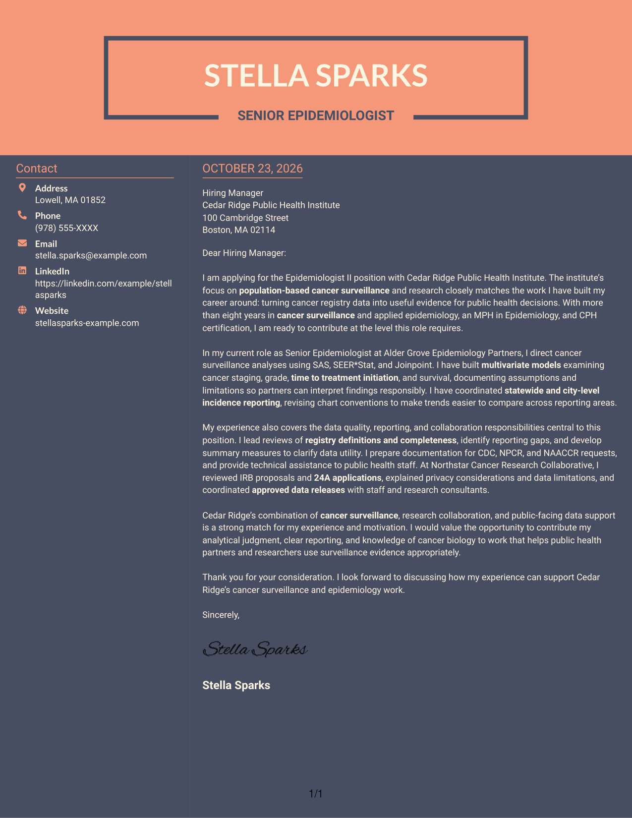 Cover letter example — page 1