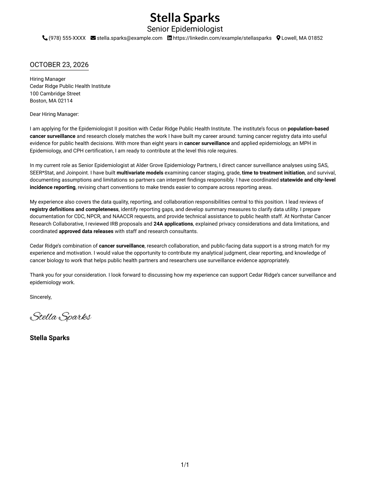 Cover letter example — page 1
