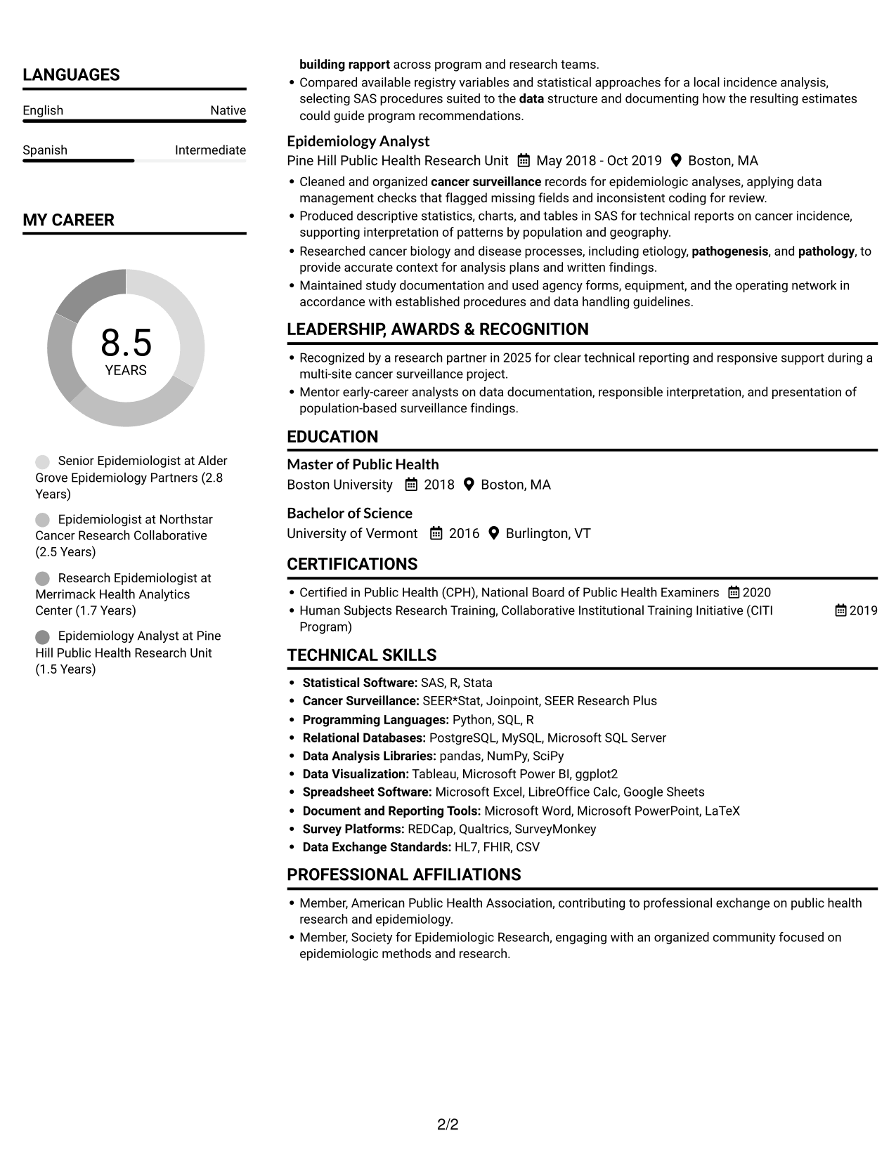 Resume example — page 2