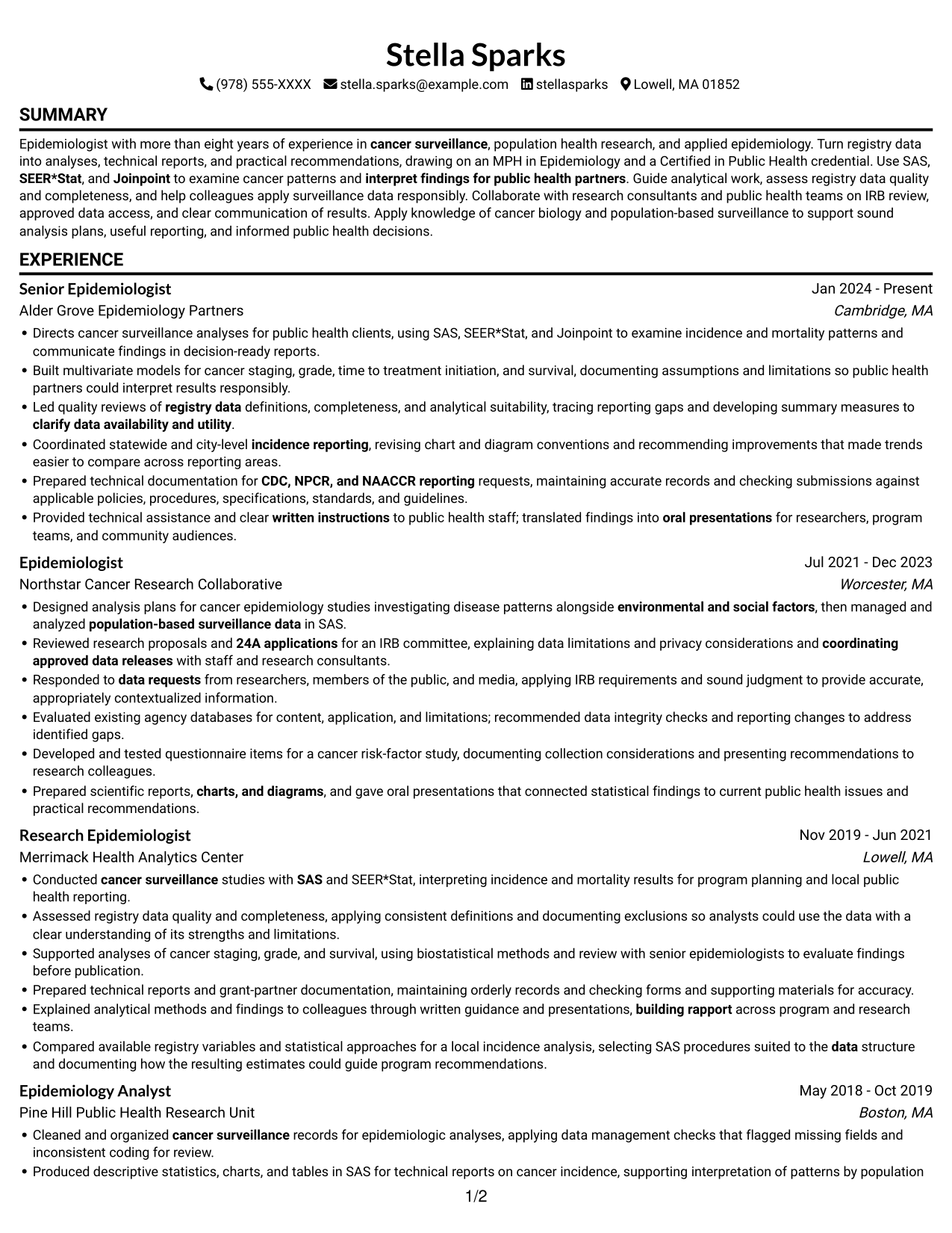 Resume example — page 1