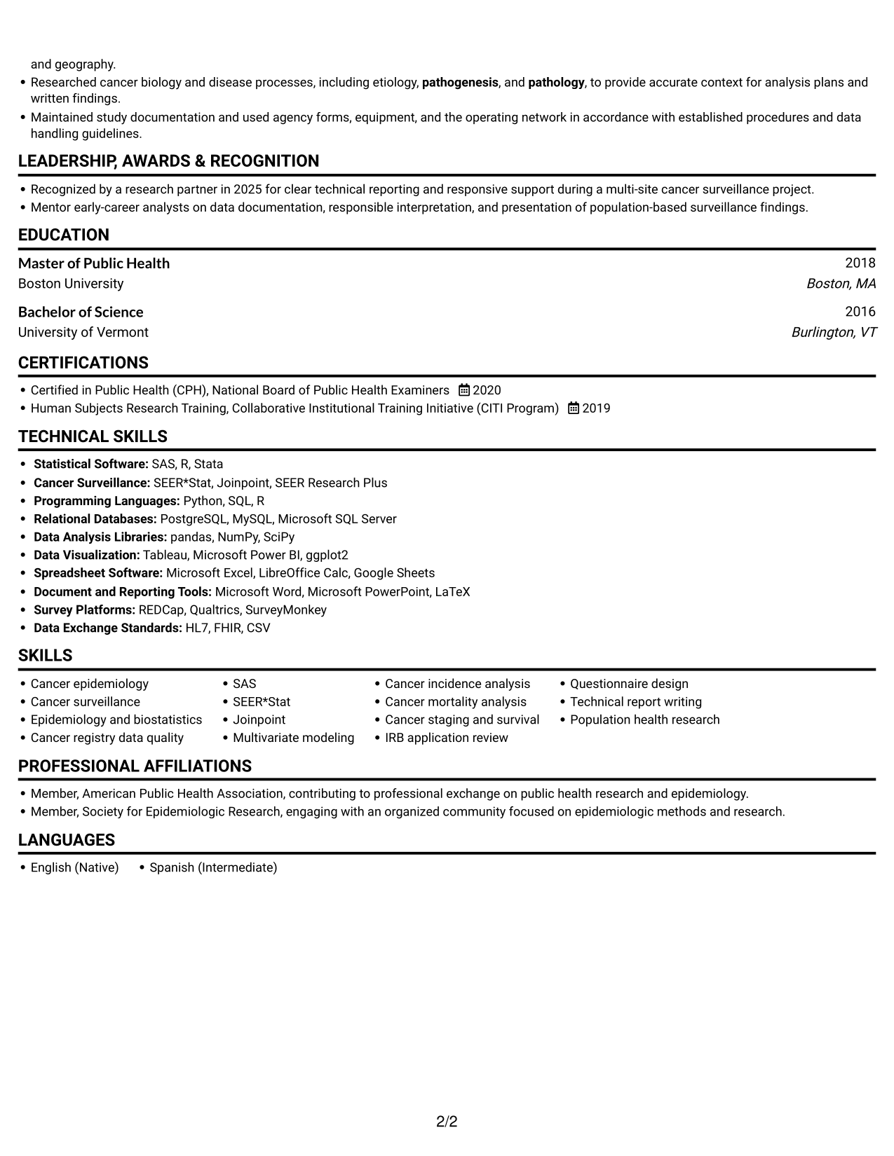 Resume example — page 2