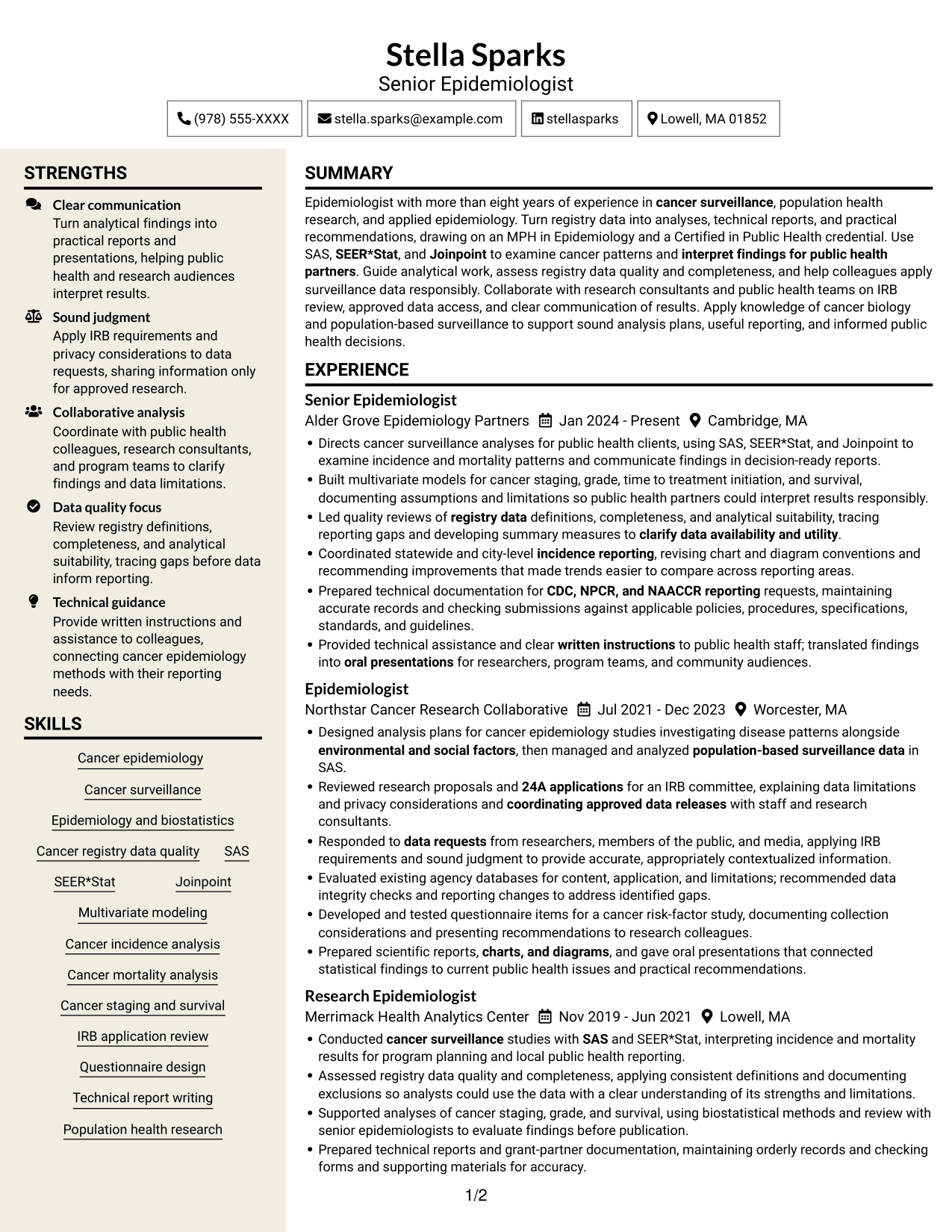 Resume example — page 1