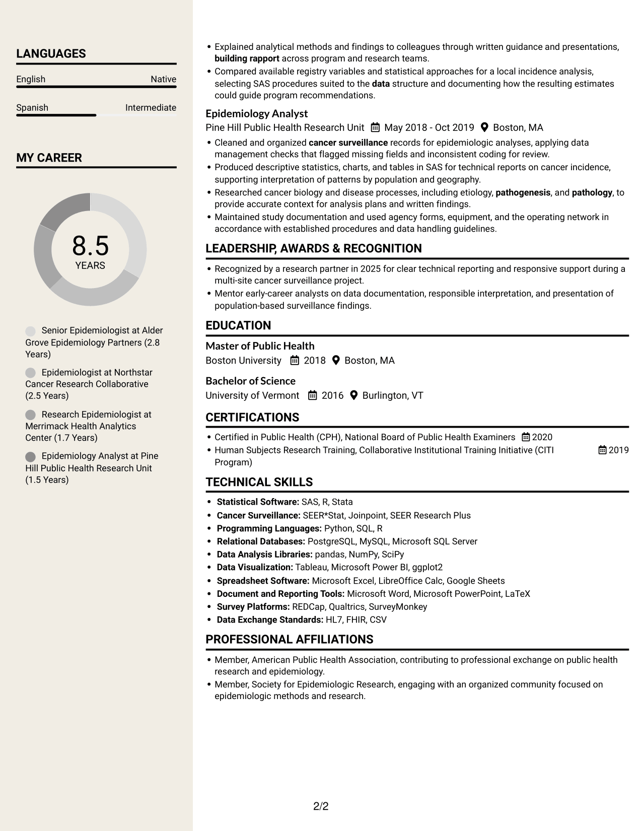 Resume example — page 2