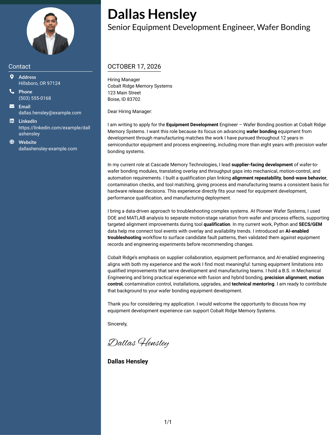 Cover letter example — page 1
