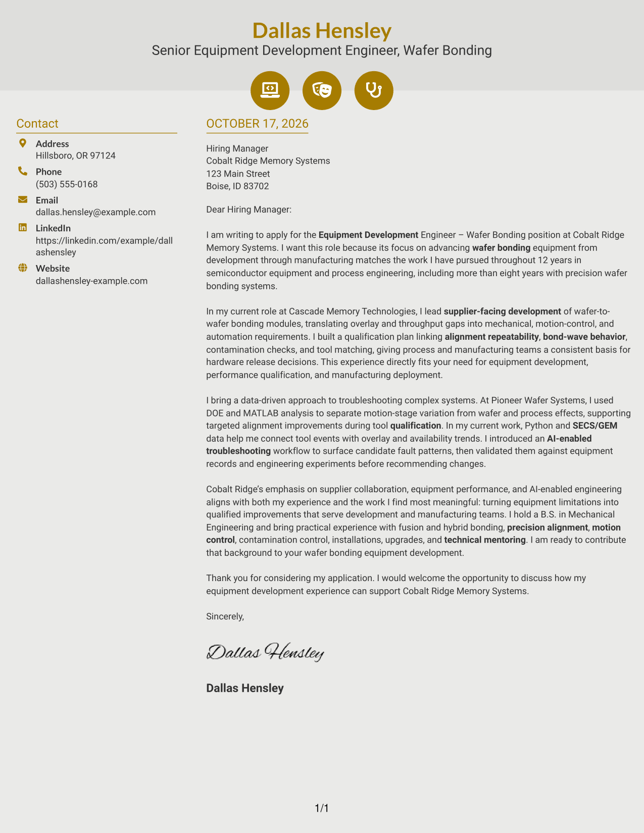 Cover letter example — page 1