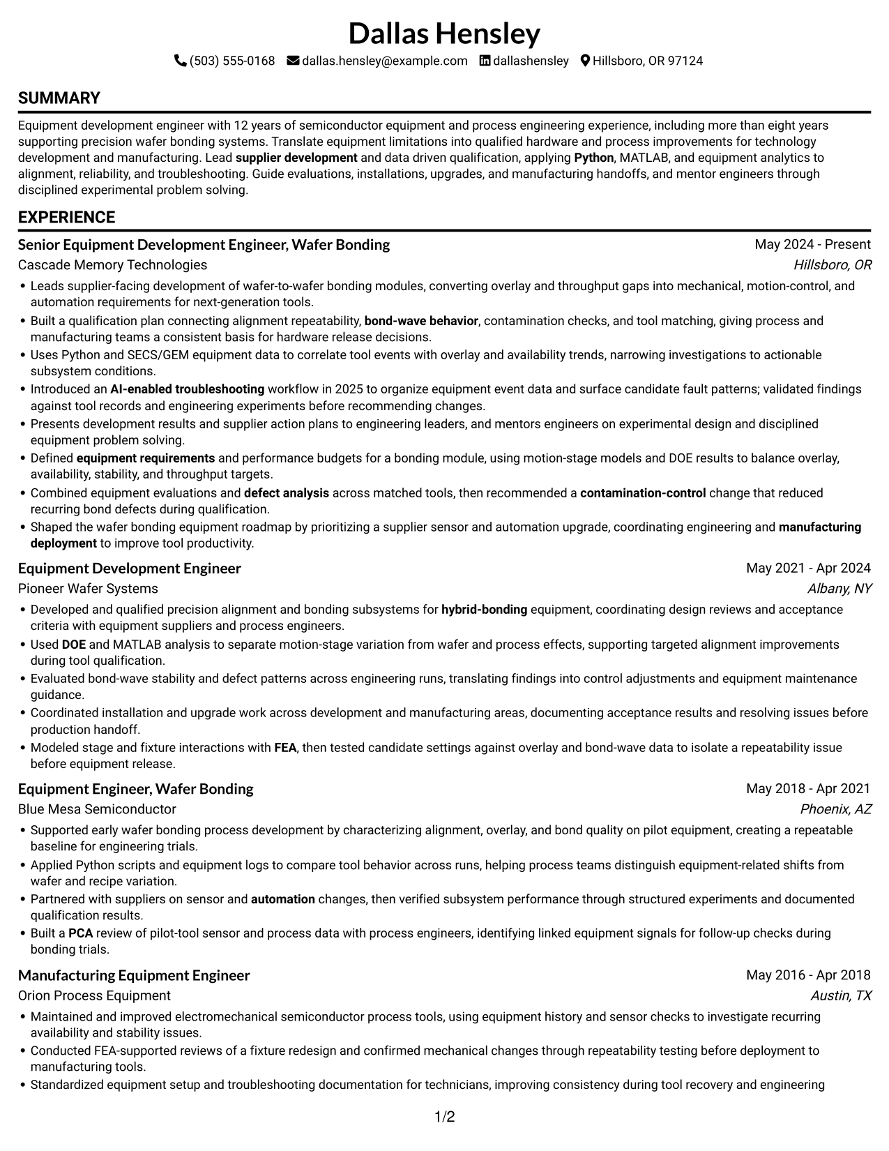 Resume example — page 1