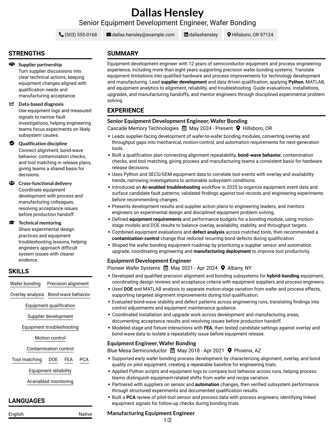 Resume example — page 1