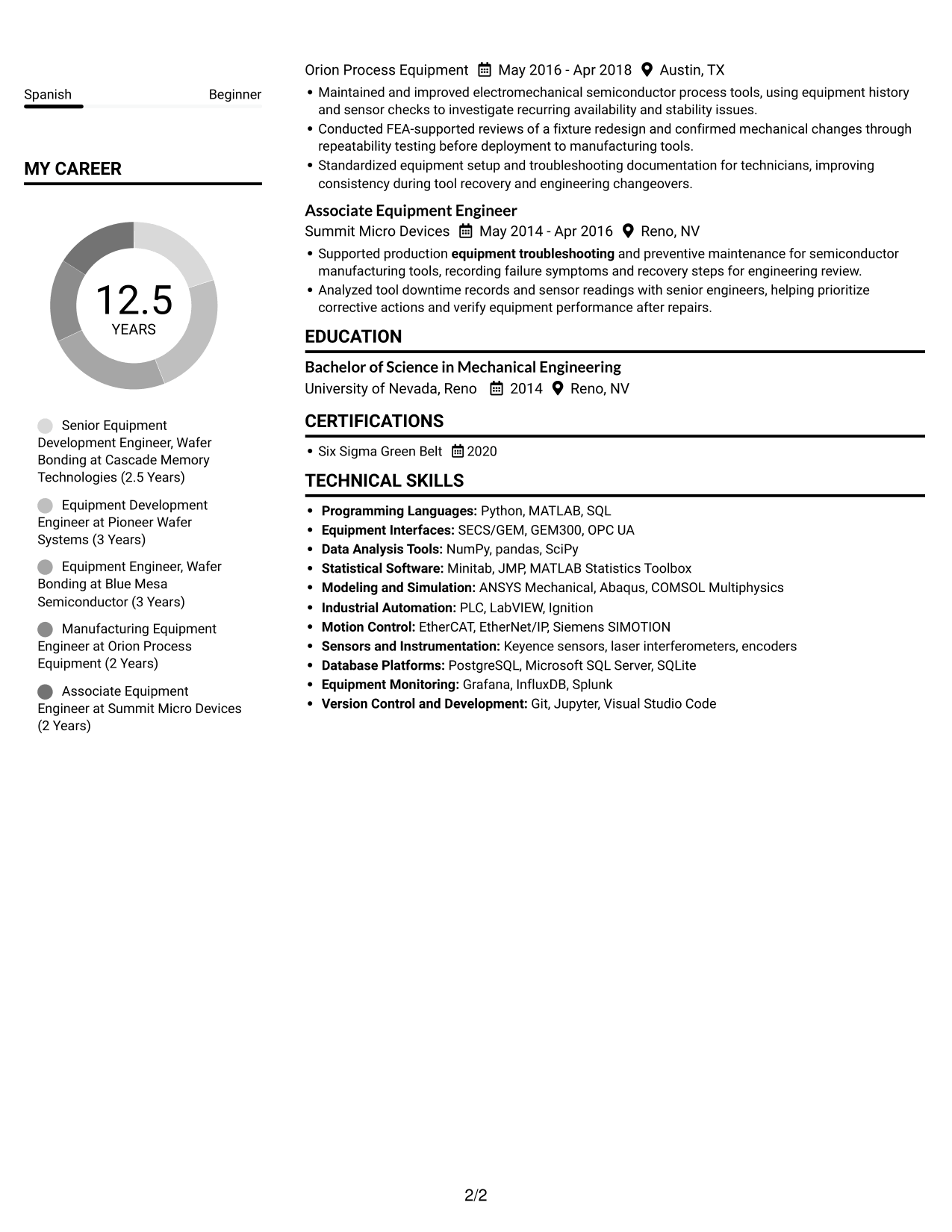 Resume example — page 2