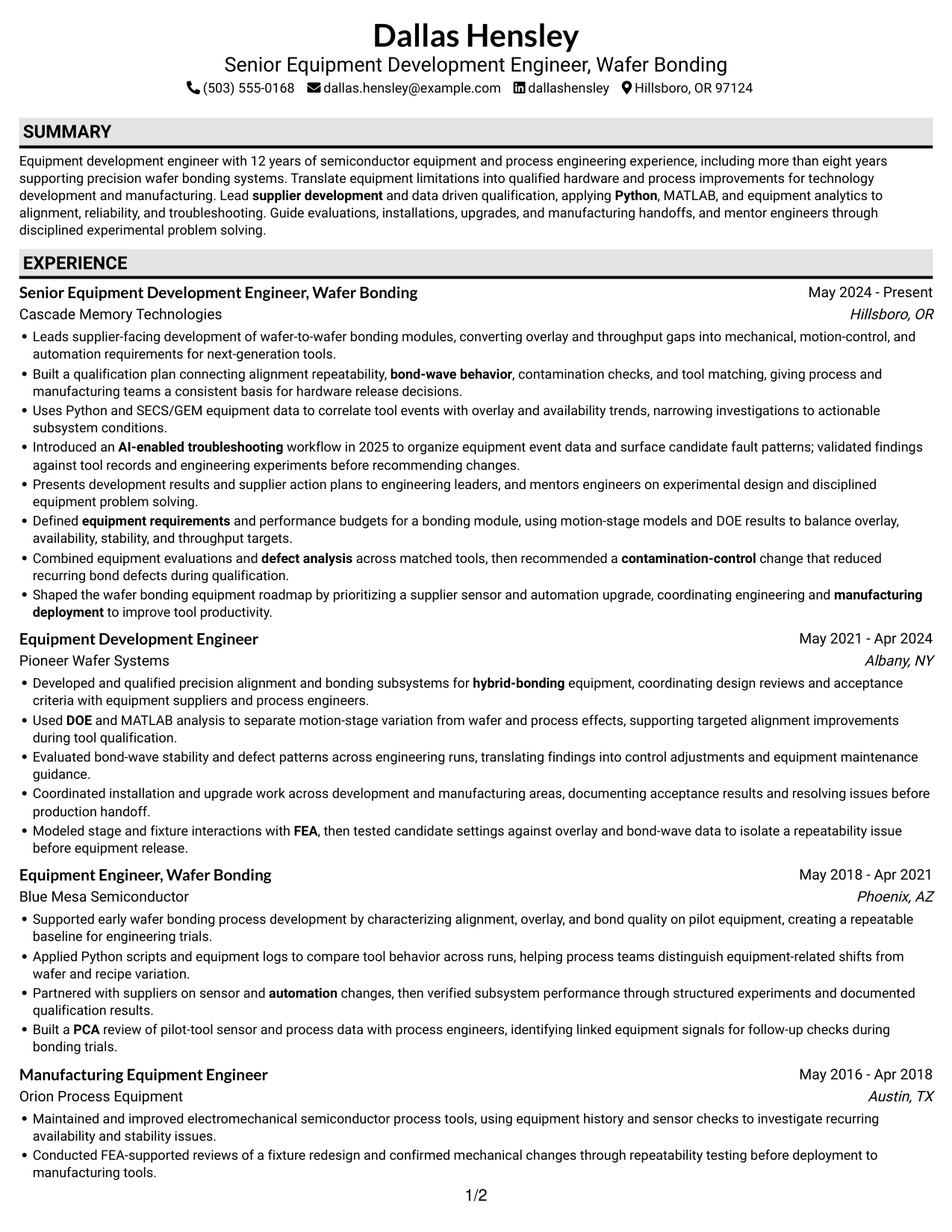 Resume example — page 1
