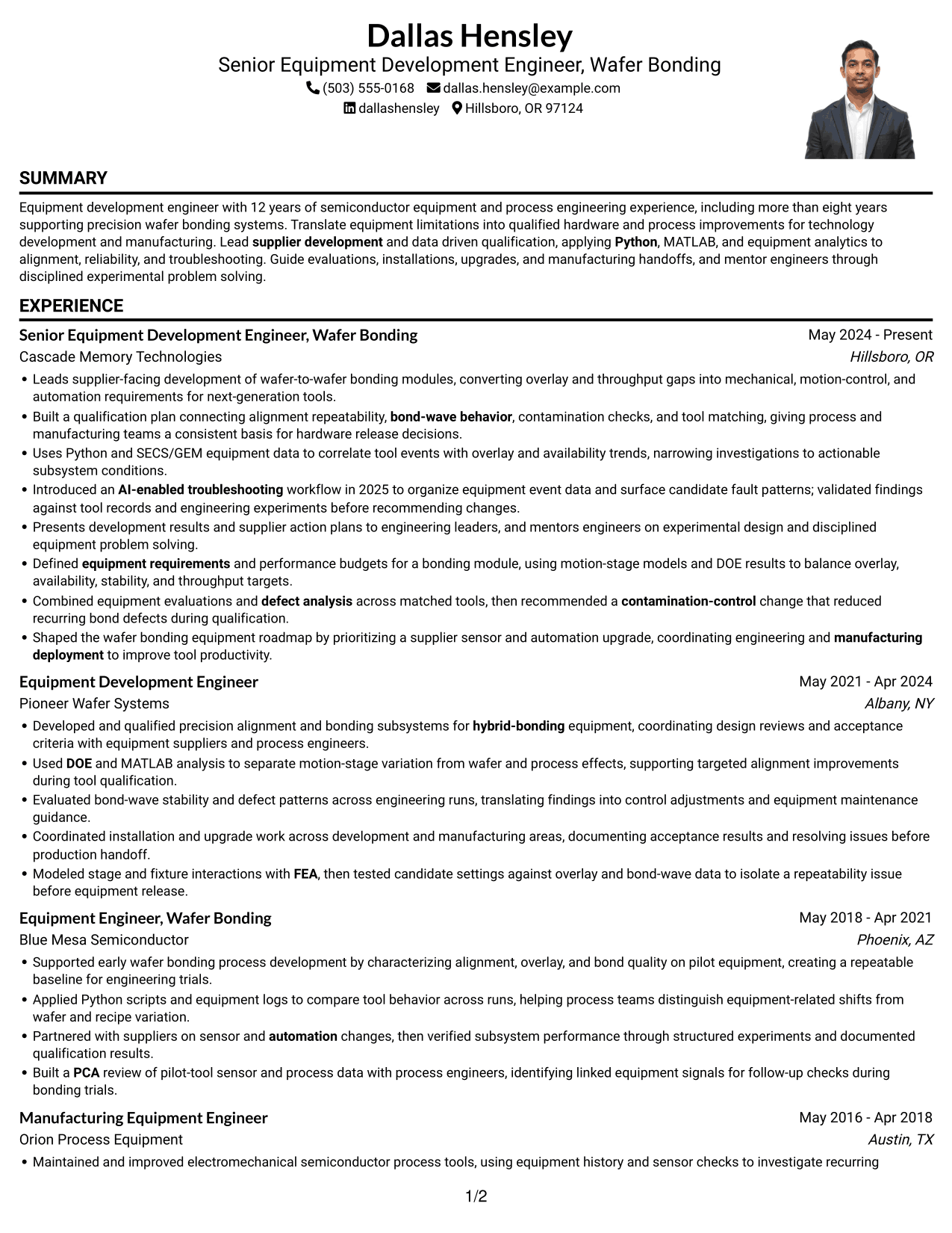 Resume example — page 1