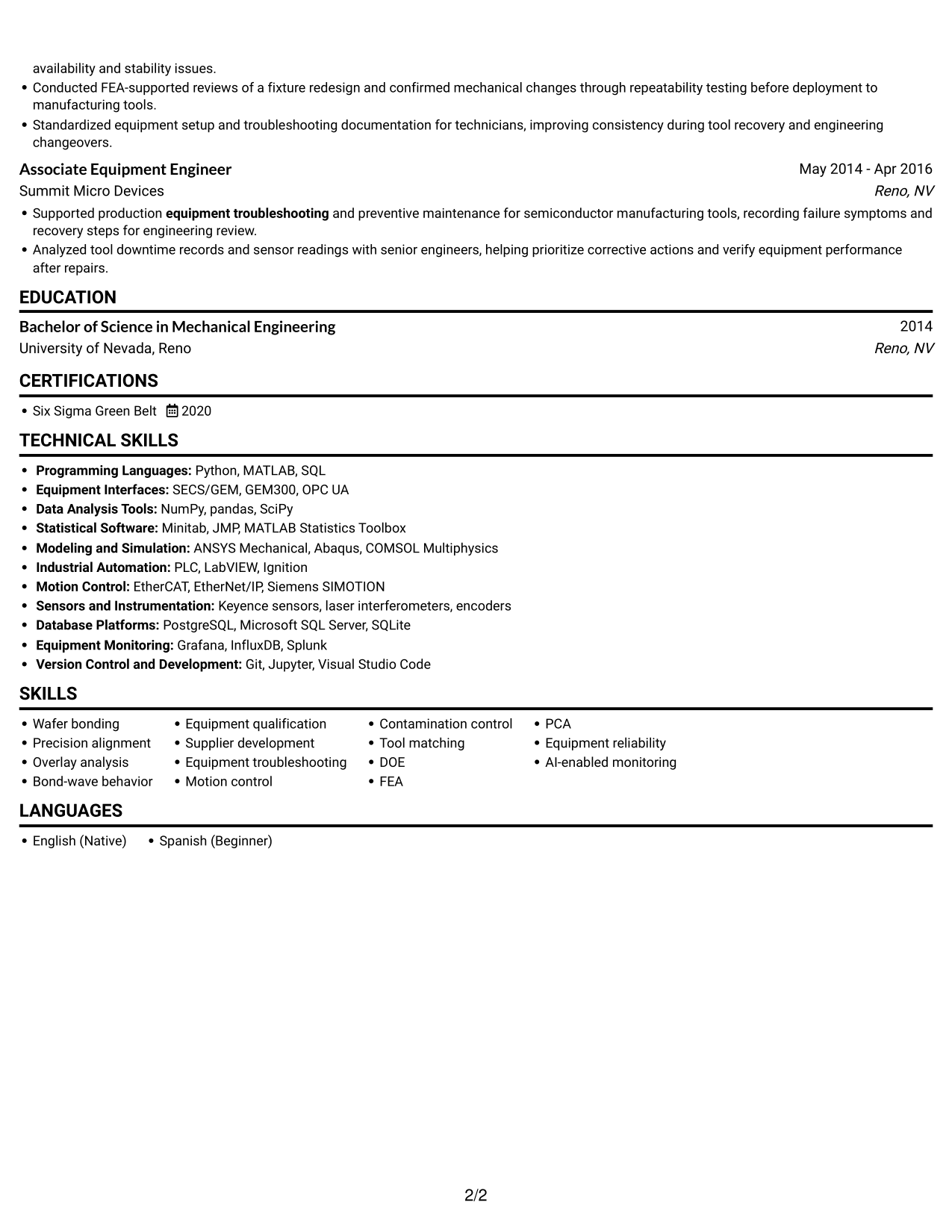 Resume example — page 2
