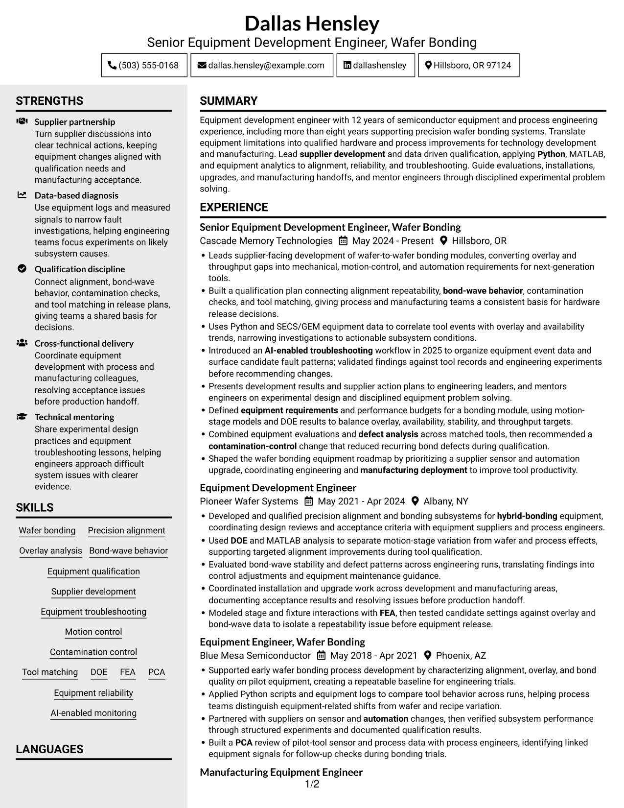 Resume example — page 1