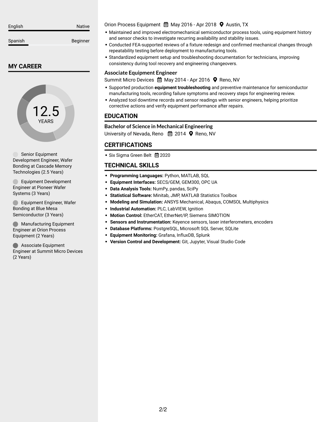 Resume example — page 2