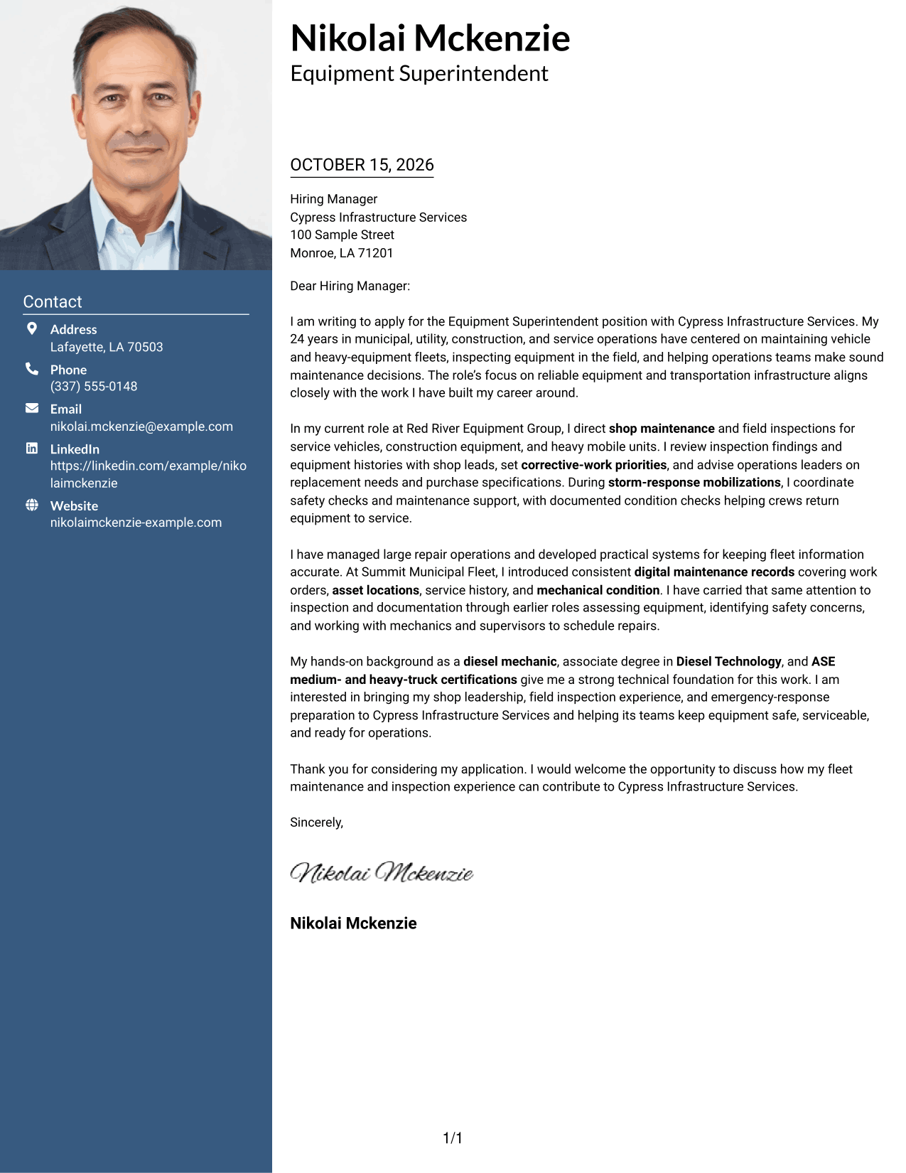 Cover letter example — page 1