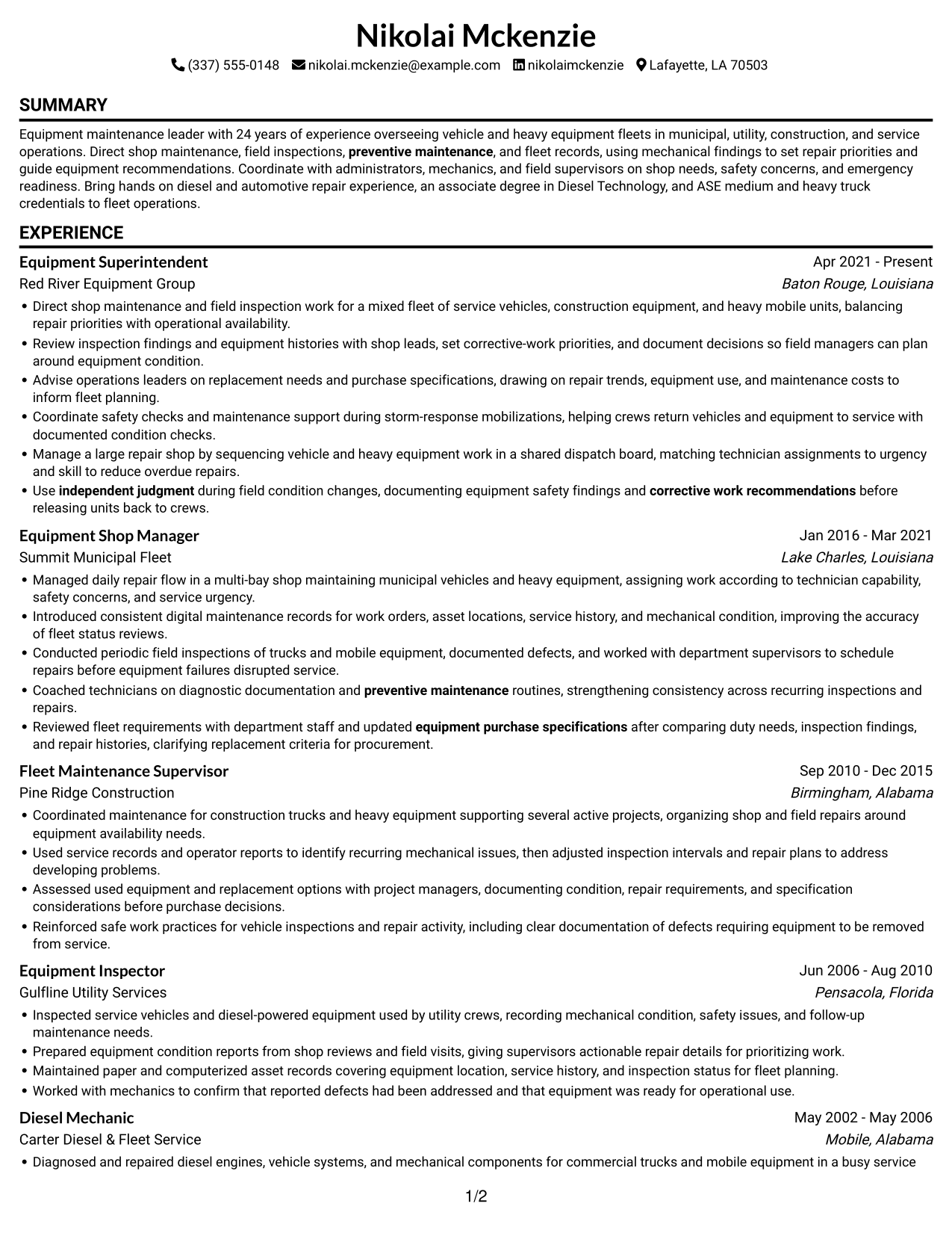 Resume example — page 1