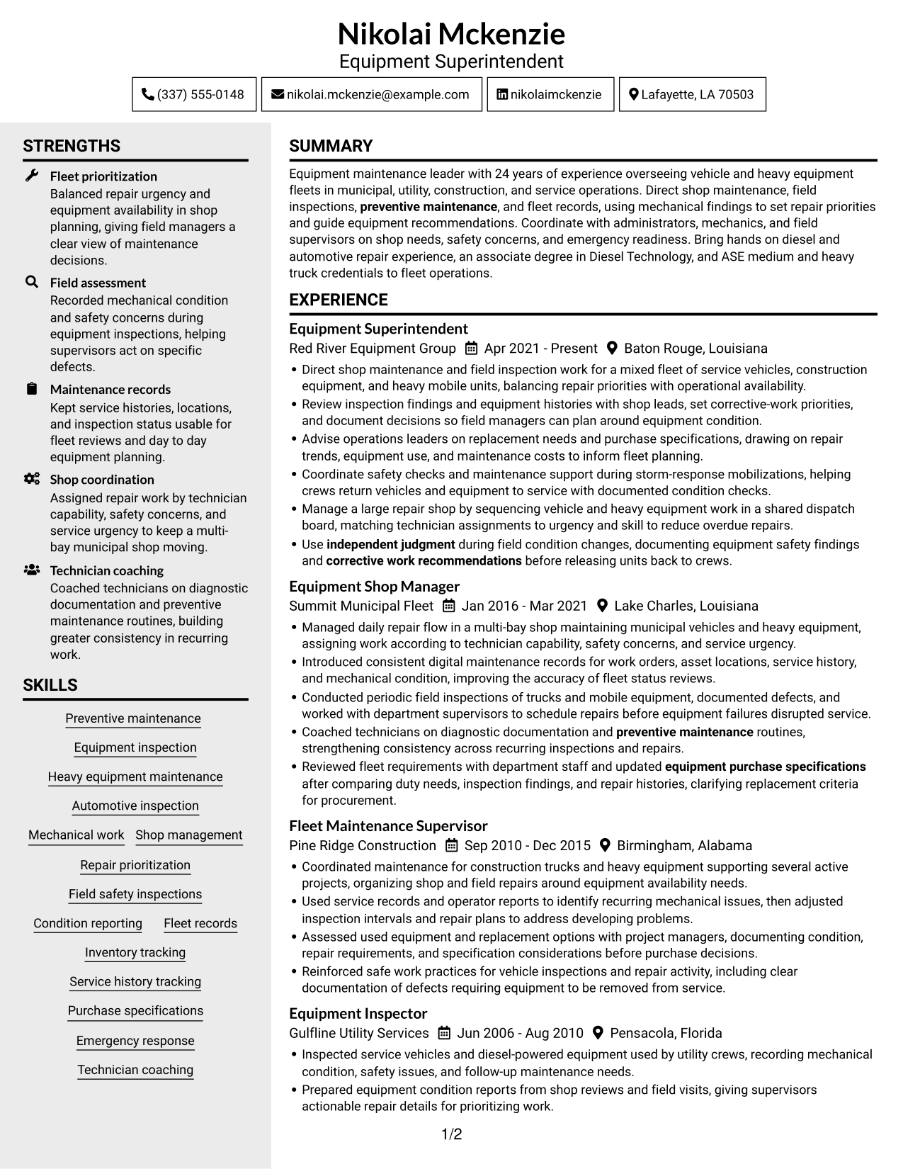 Resume example — page 1