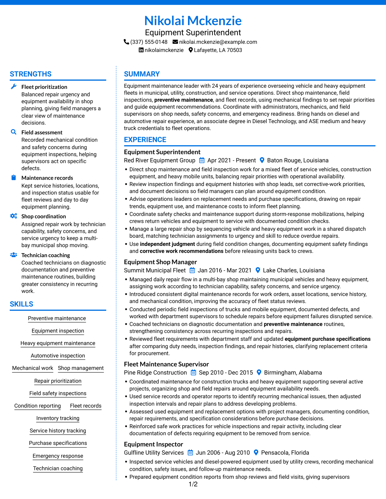 Resume example — page 1