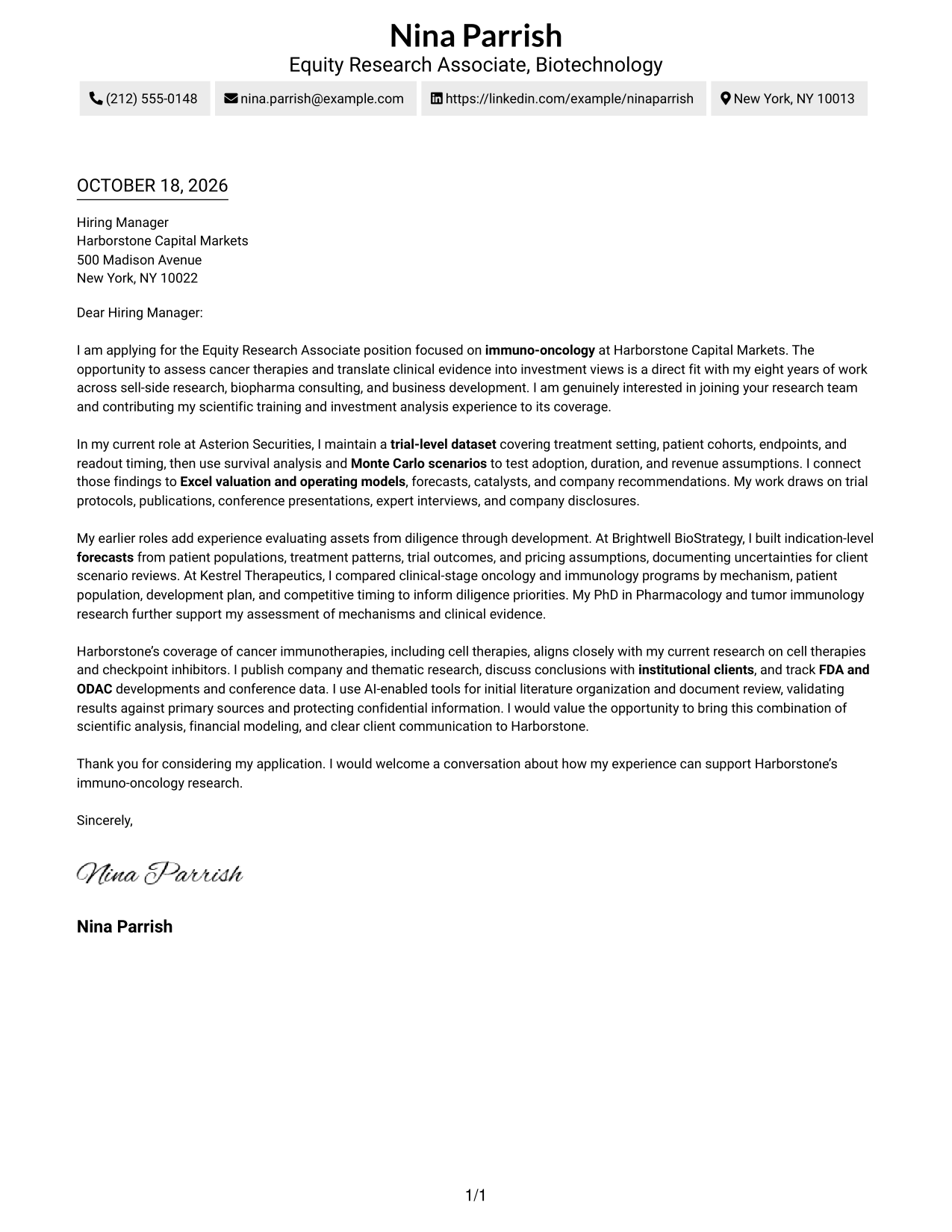 Cover letter example — page 1