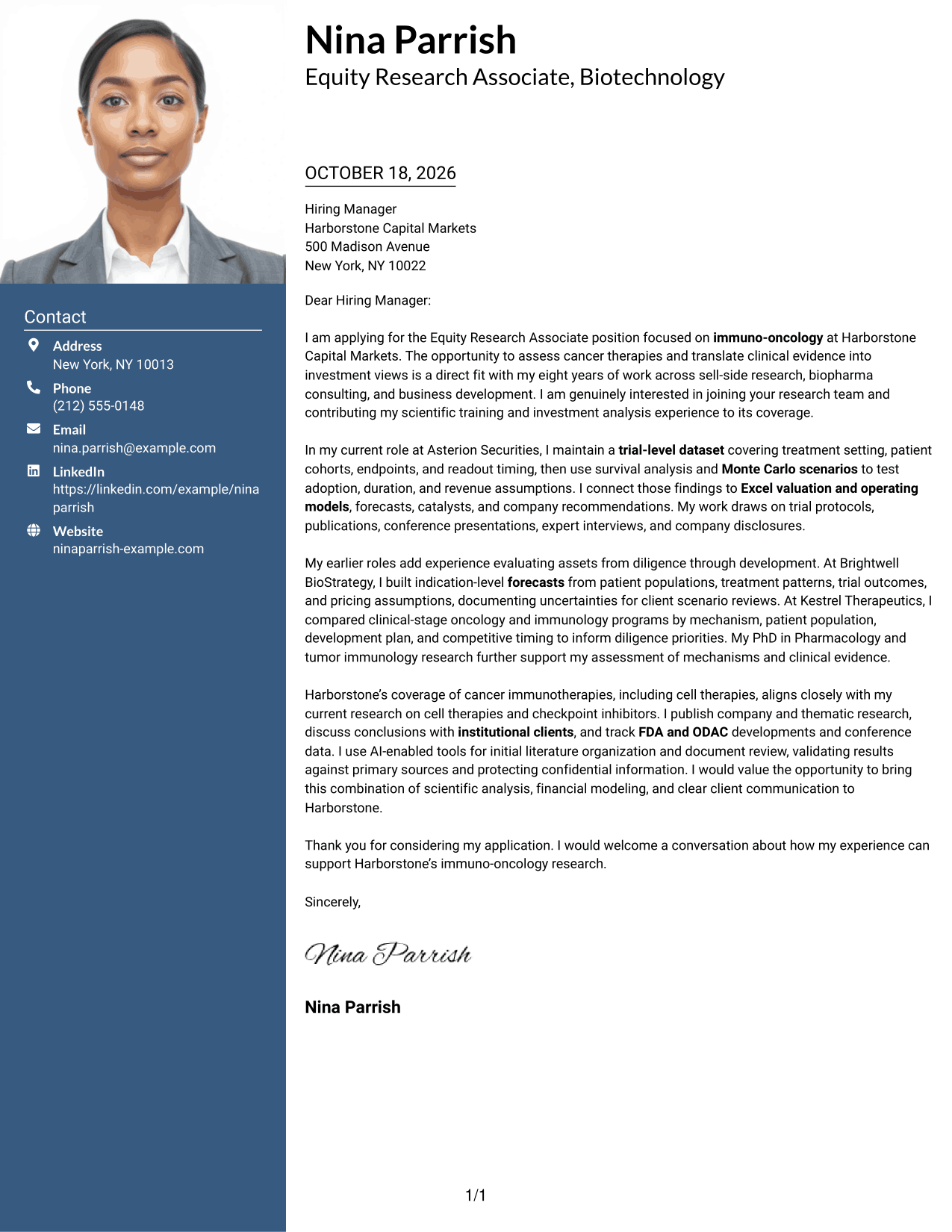 Cover letter example — page 1