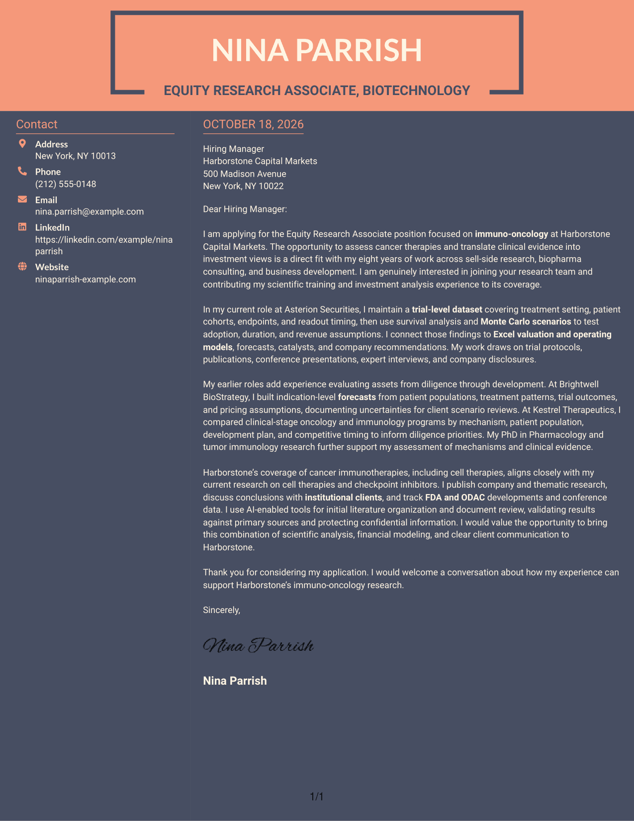 Cover letter example — page 1