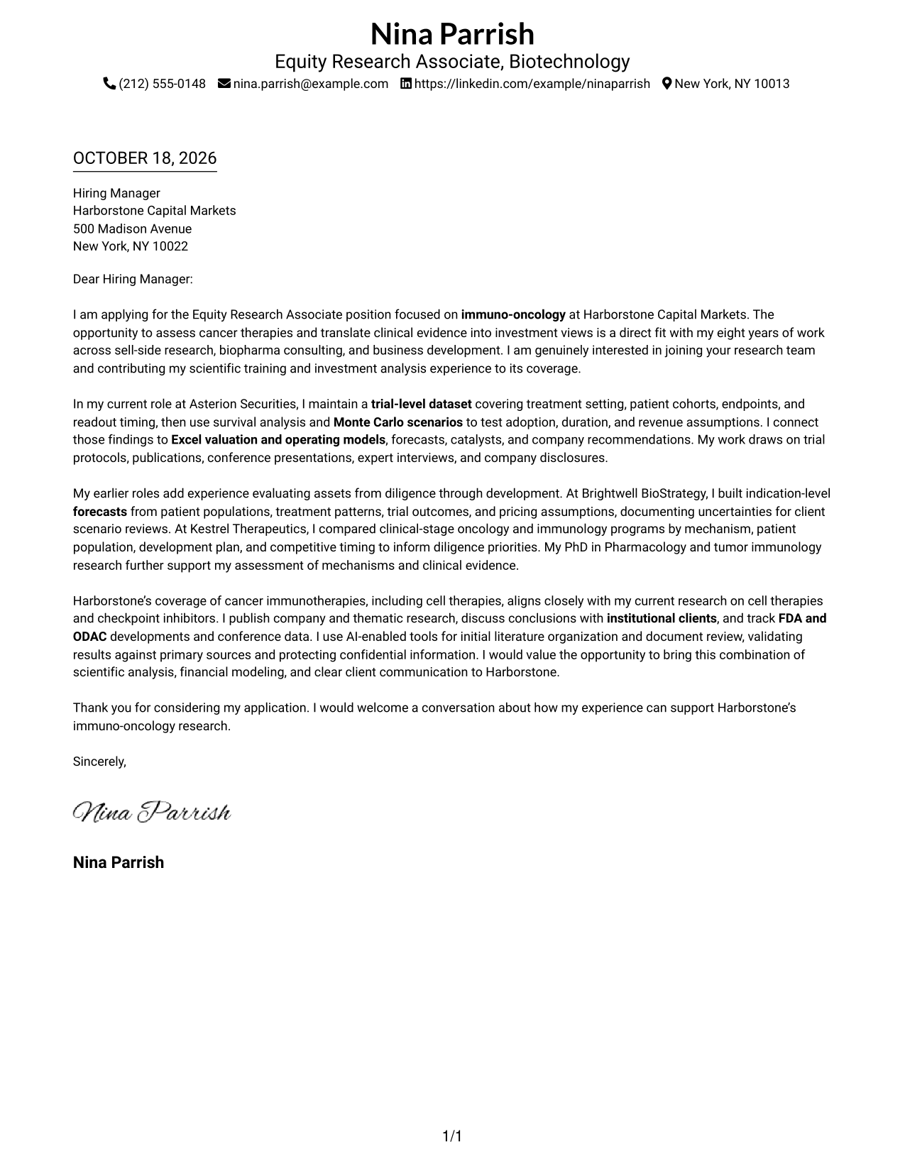 Cover letter example — page 1
