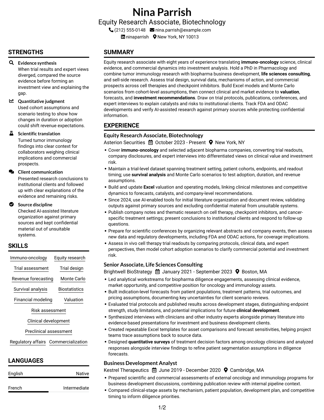 Resume example — page 1