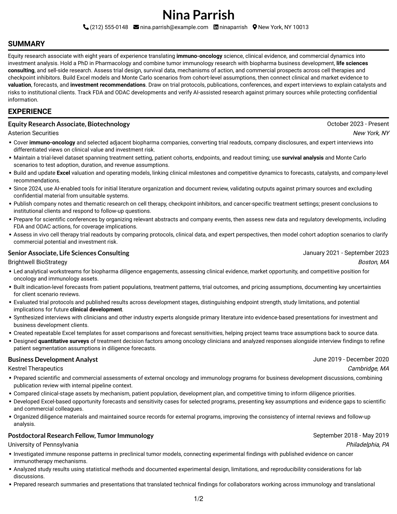 Resume example — page 1