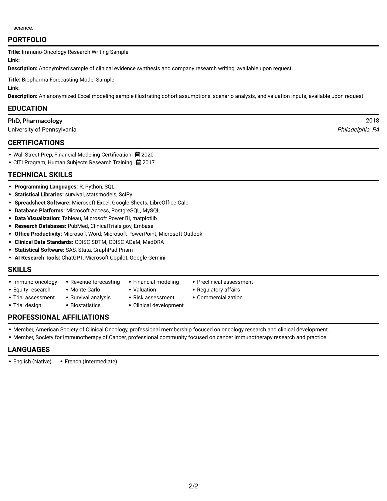 Resume example — page 2