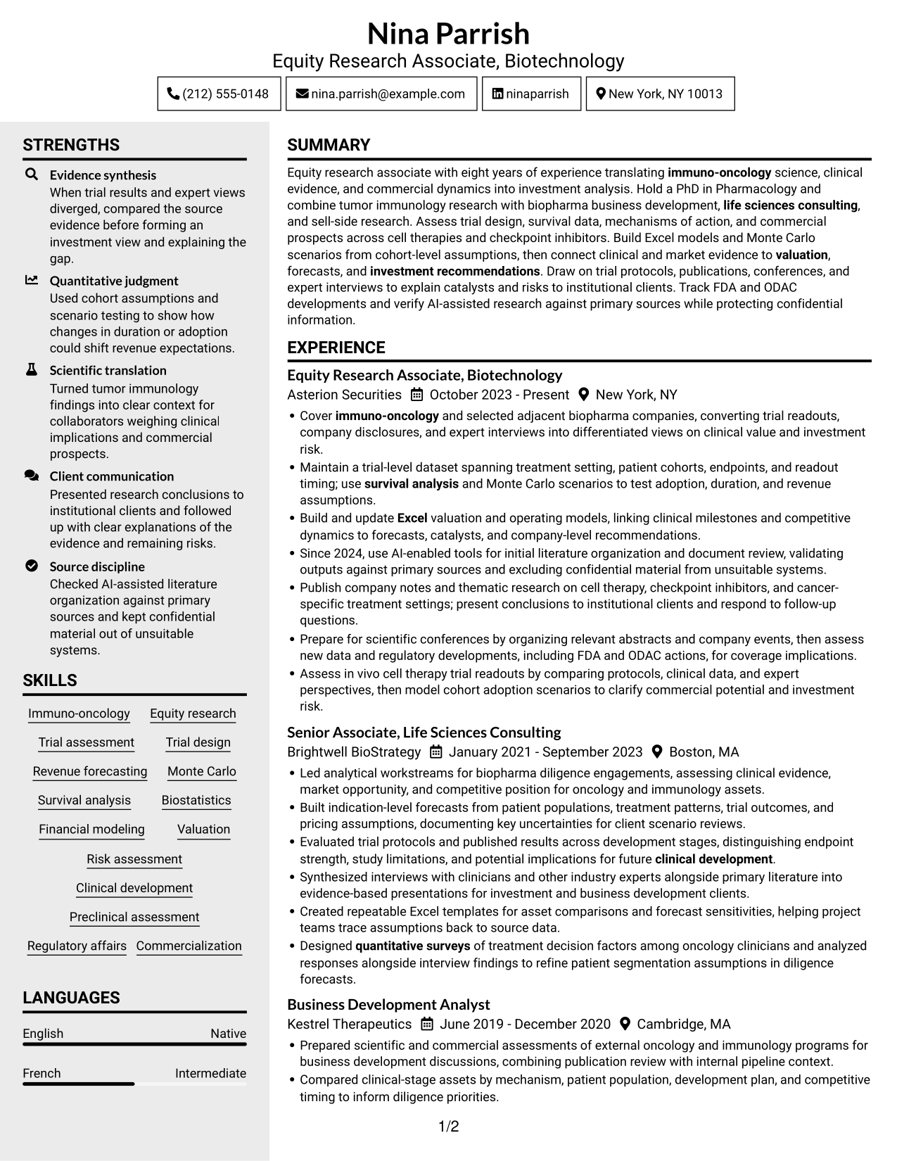 Resume example — page 1