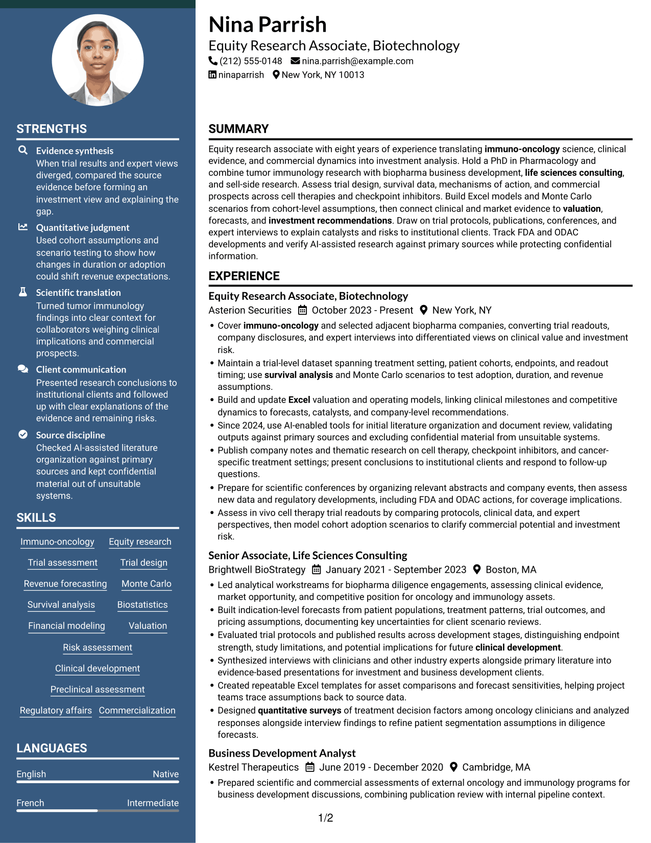 Resume example — page 1