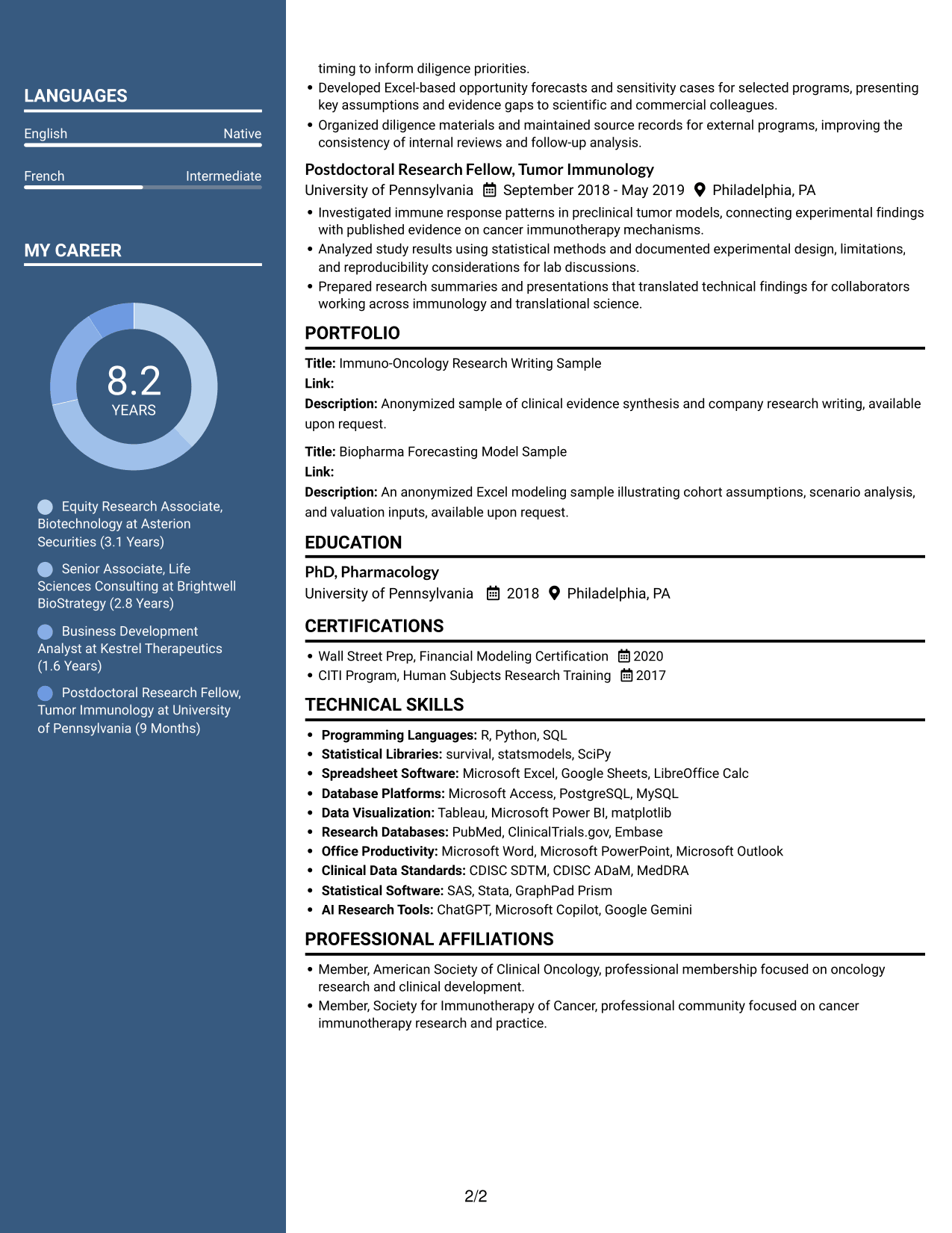 Resume example — page 2