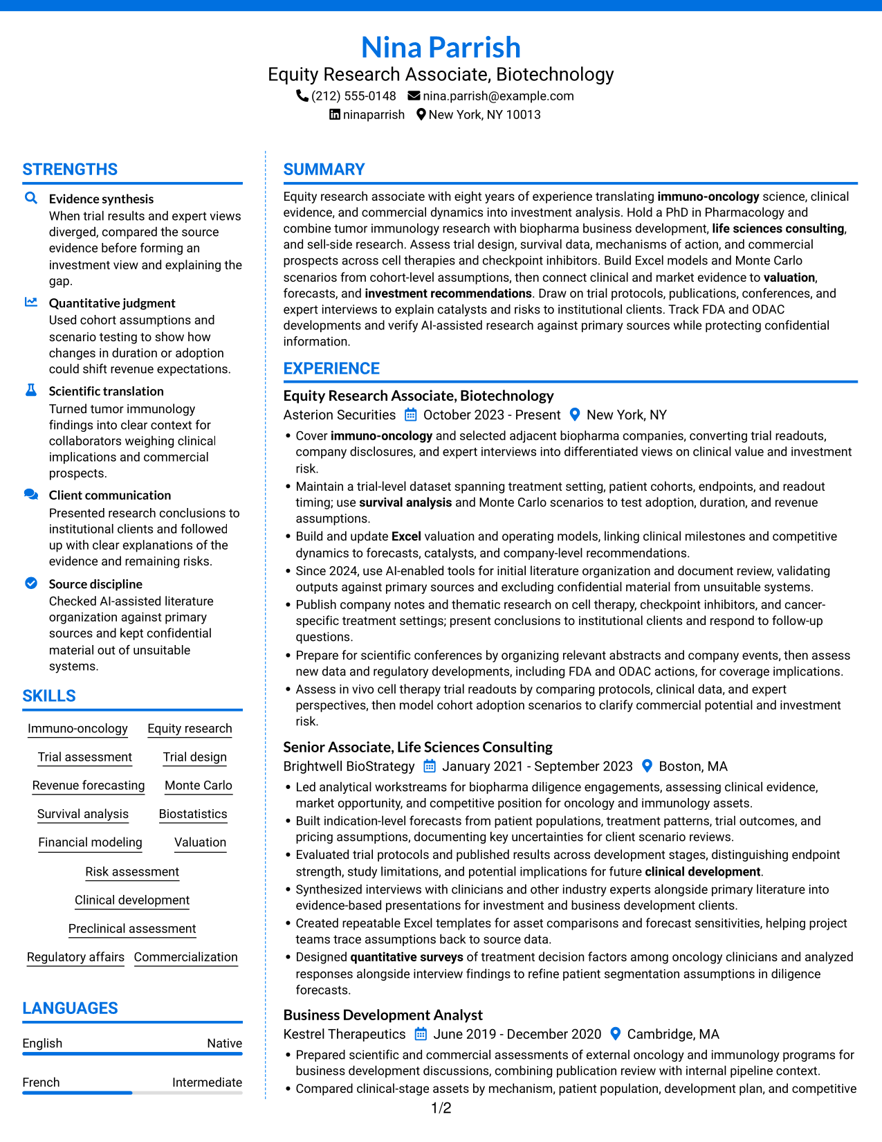 Resume example — page 1